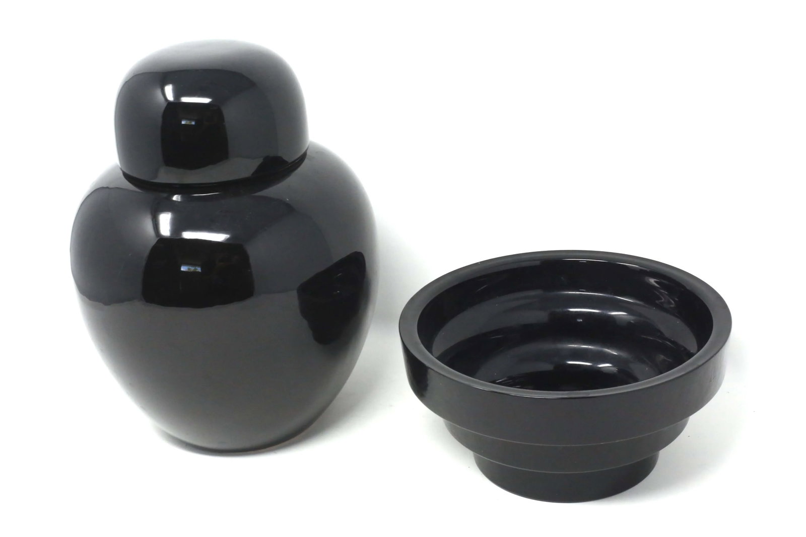 Vintage Tiered Black Art Glass Planter or Bowl - 4