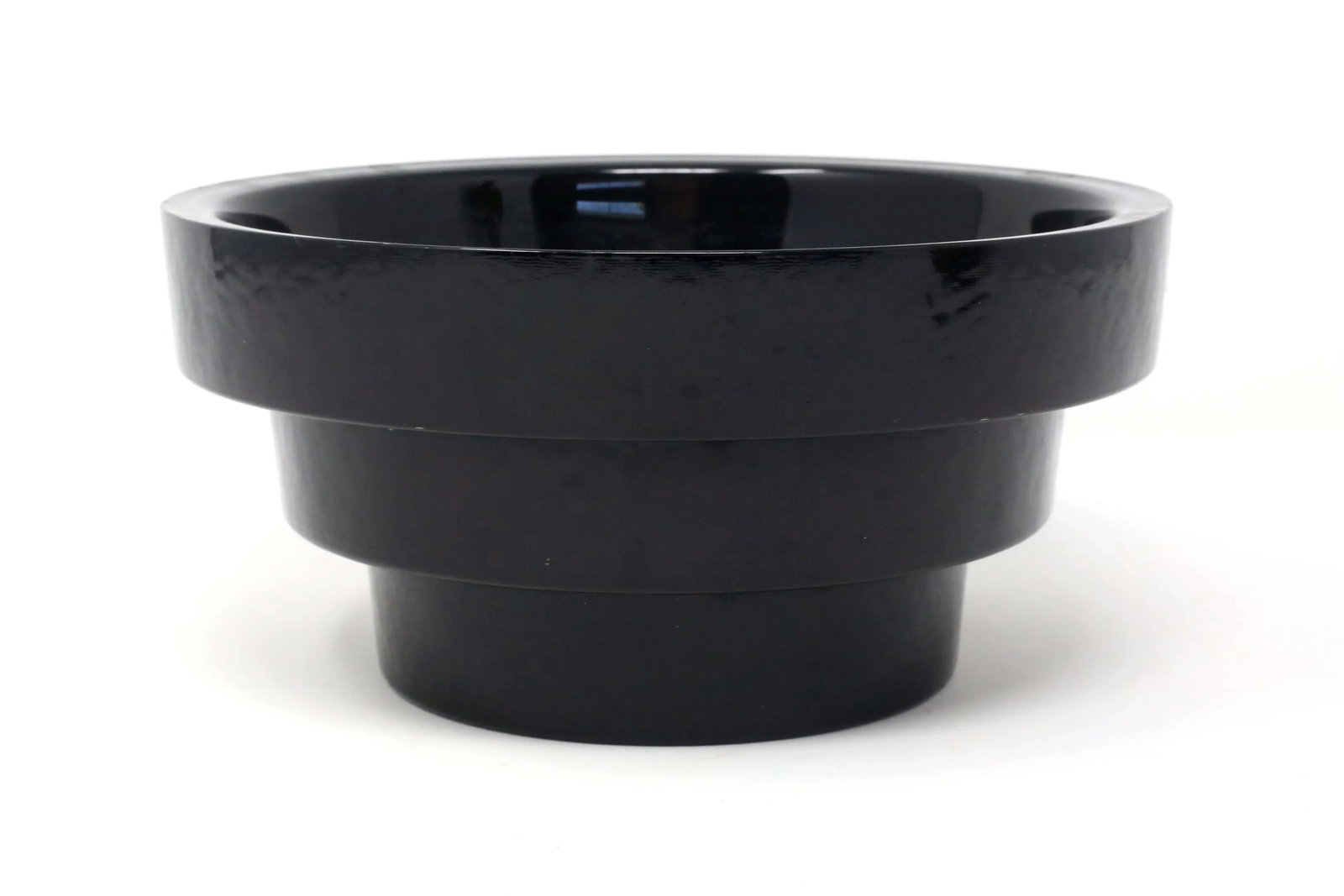 Vintage Tiered Black Art Glass Planter or Bowl - 6