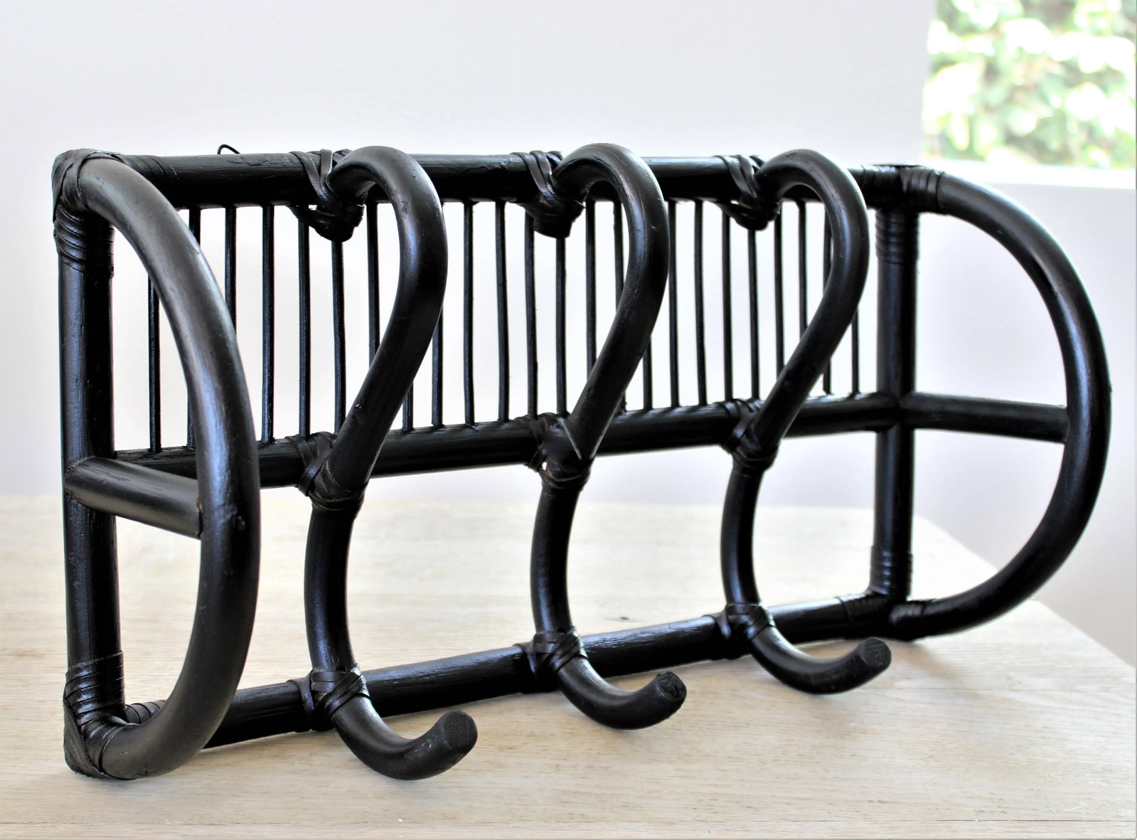 Asian Rattan Bentwood Hat/Coat Rack - 2