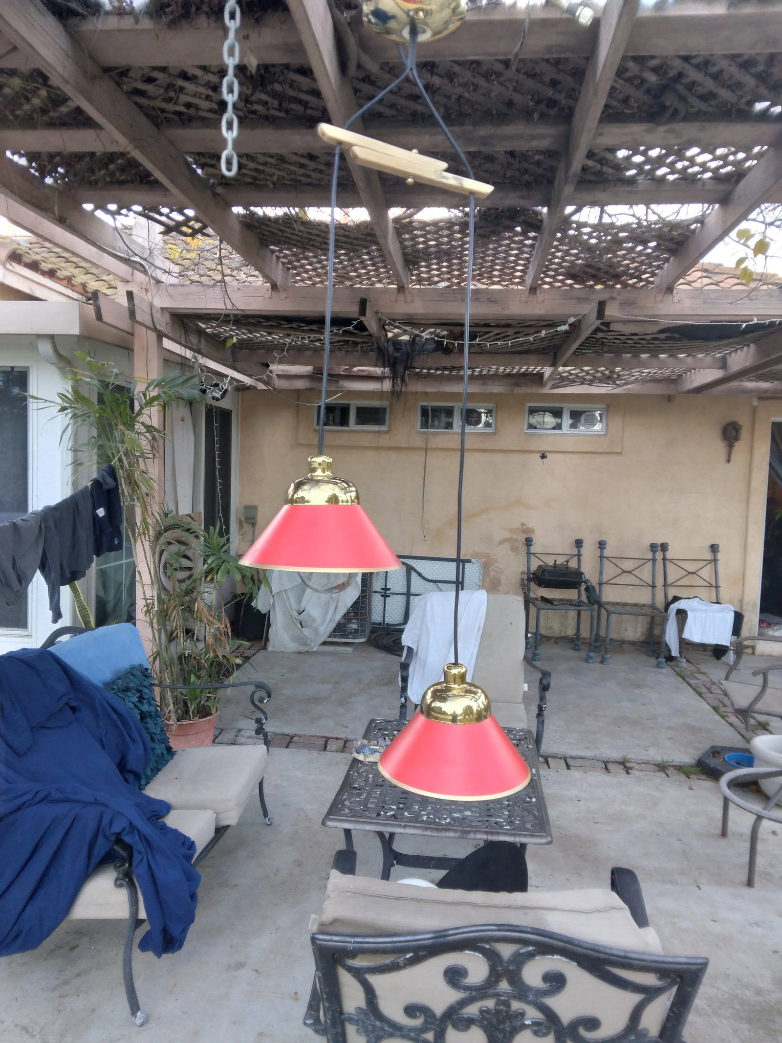 1980s Two Shade Brass and Steel Pendant Lamp - 10