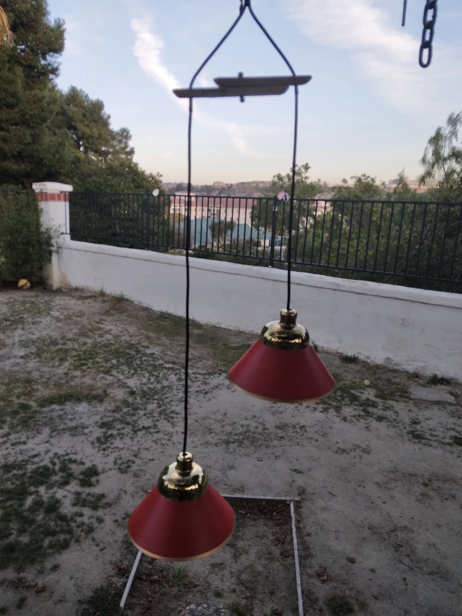 1980s Two Shade Brass and Steel Pendant Lamp - 2