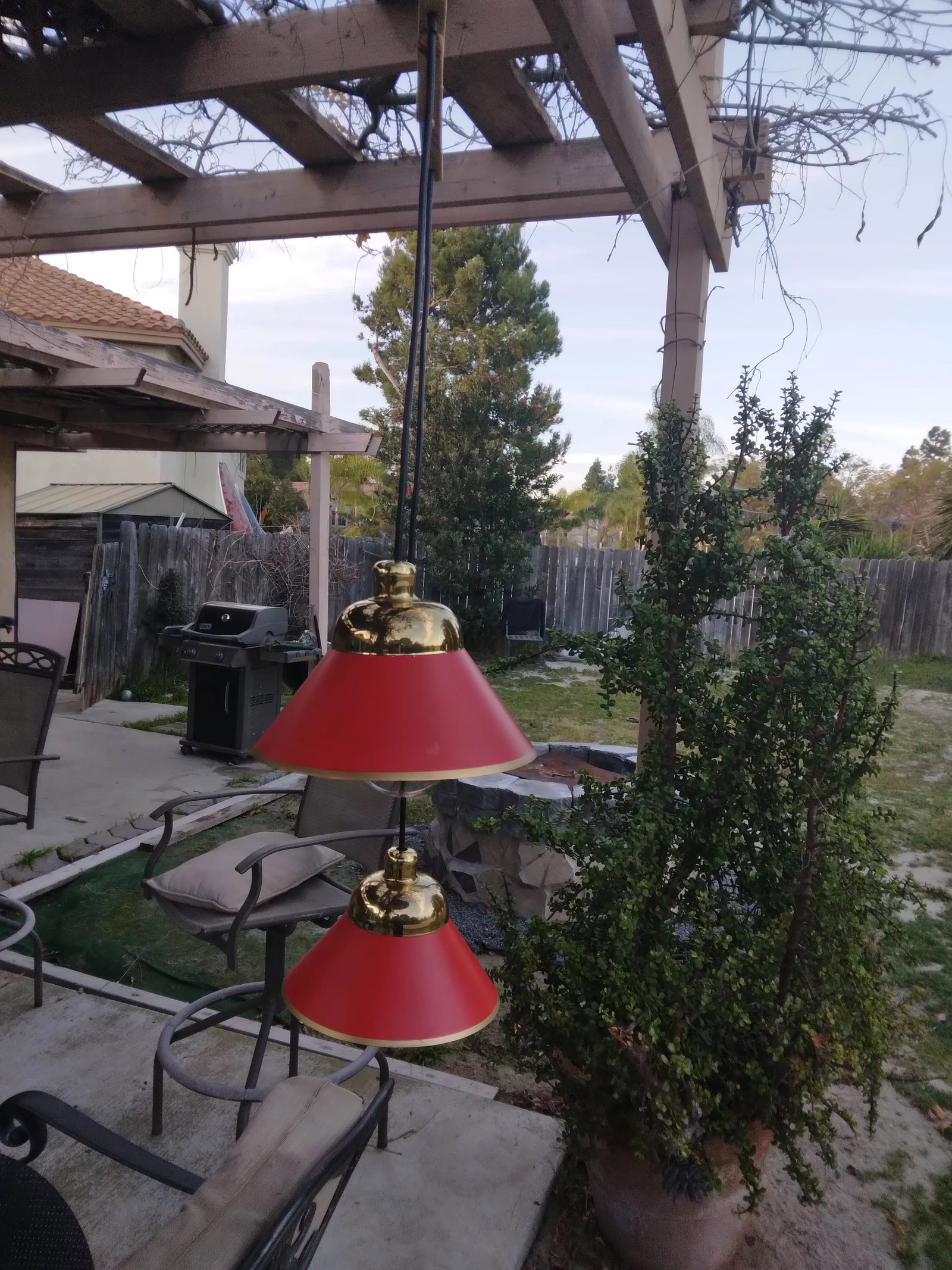 1980s Two Shade Brass and Steel Pendant Lamp - 6