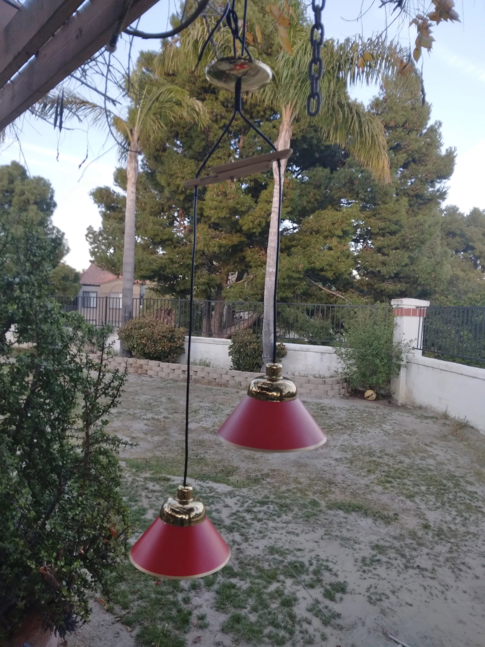 1980s Two Shade Brass and Steel Pendant Lamp - 7