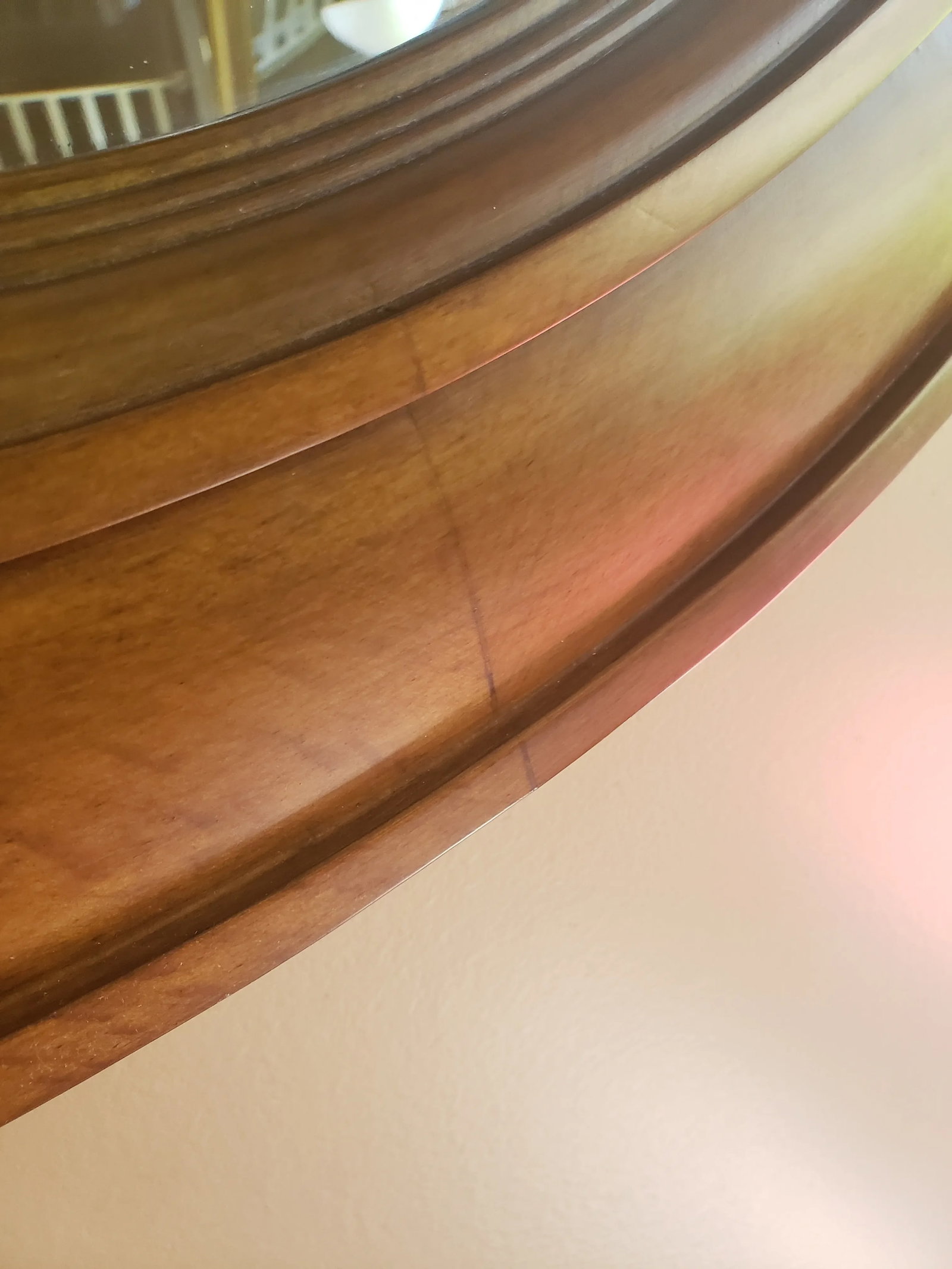 Classic Traditional Round Solid Wood Beveled Mirror - 5
