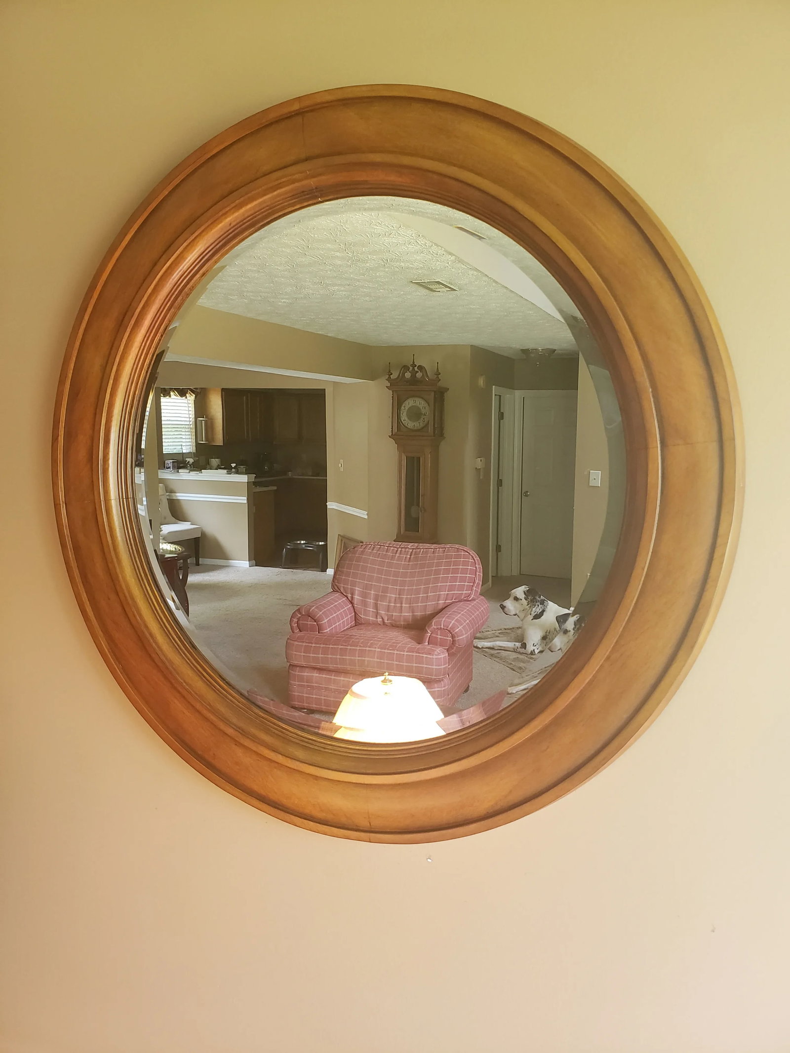 Classic Traditional Round Solid Wood Beveled Mirror - 9