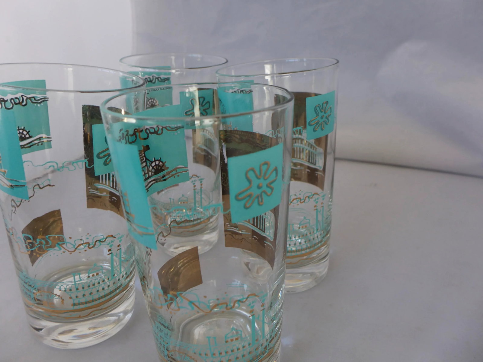 Mid-Century Steamboat Bar Tumblers - Set of 4 - 8
