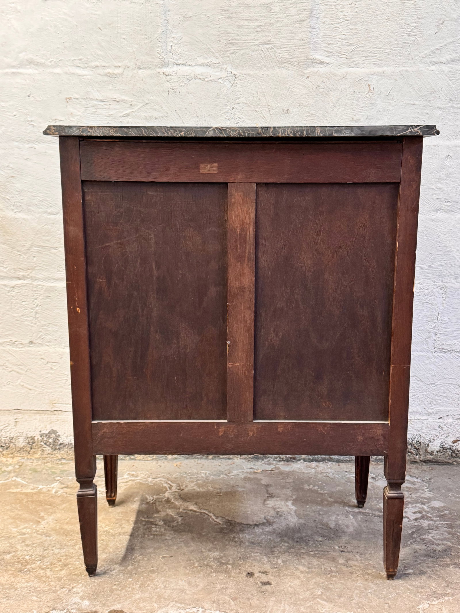 1900s Antique French Louis XVI Style Carved Oak Marble Top Commode - 10