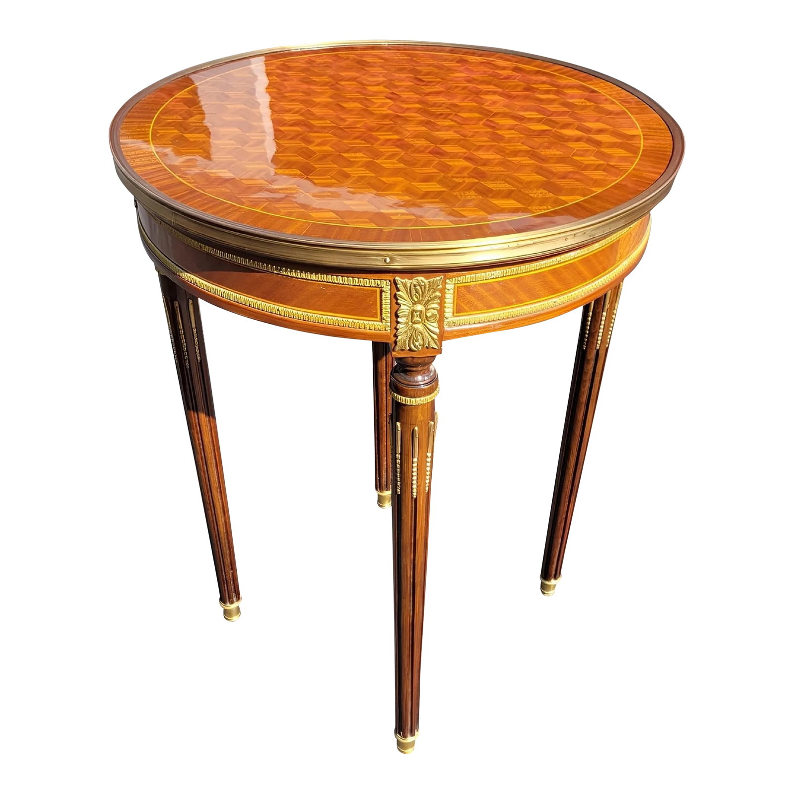 Louis XVI Parquetry Gilt Bronze Circular Round Table (1 of 6)