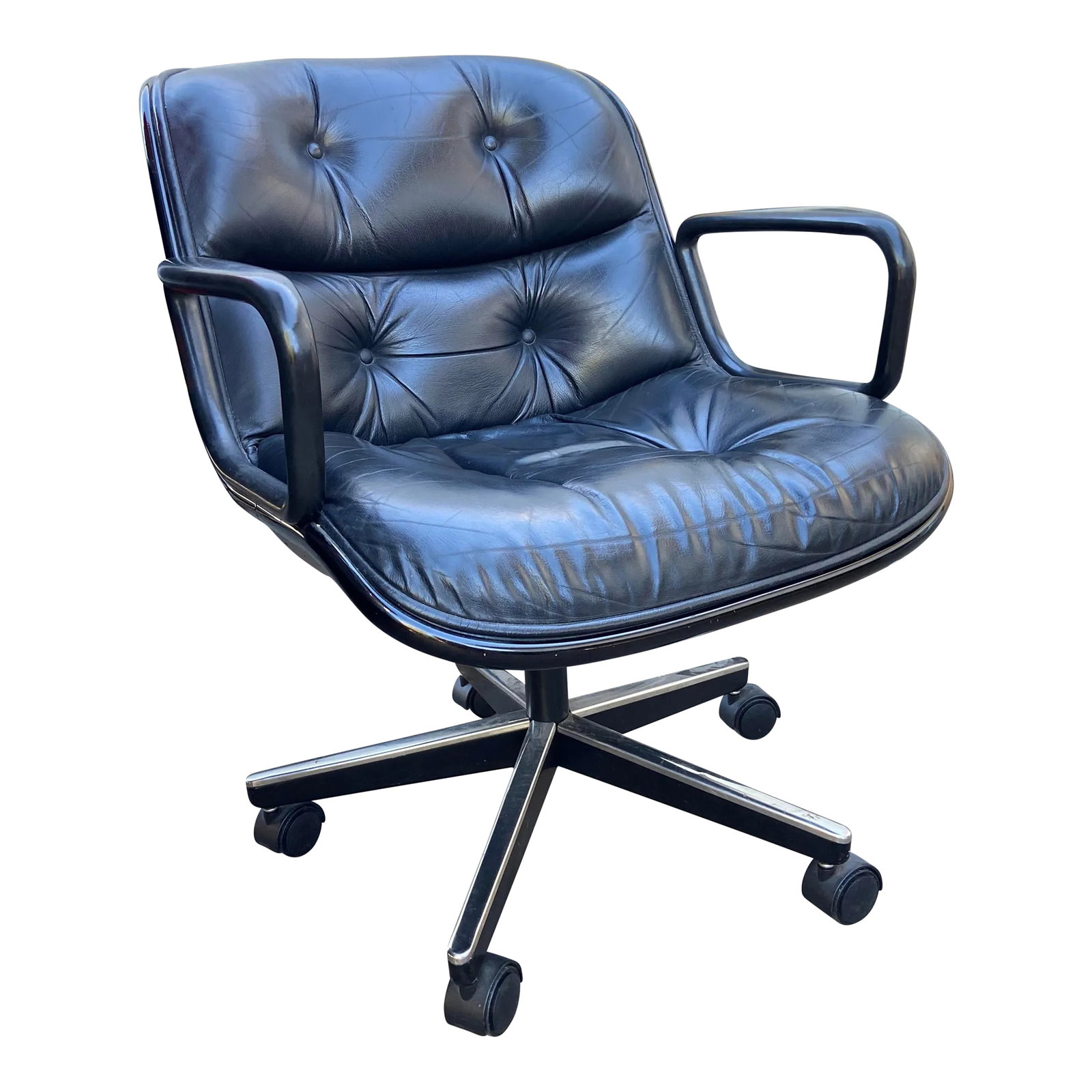 1980s Knoll Charles Pollock Chair: Vintage mid century modern knoll Charles pollock chair missing one button some scuffs and marks see pictures for details. Condition: Alterations: Original Condition Unaltered Imperfections: Needs Rest