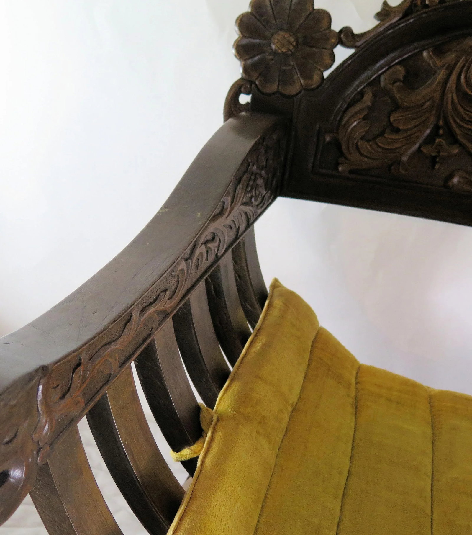 X Savonarola Italian Curule Chair With Original Velvet Seat Cushion - 6
