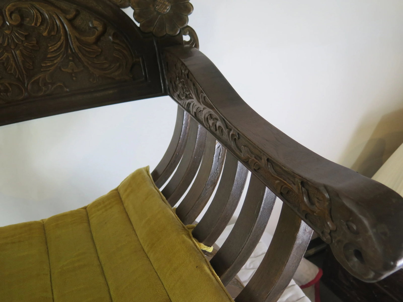 X Savonarola Italian Curule Chair With Original Velvet Seat Cushion - 7