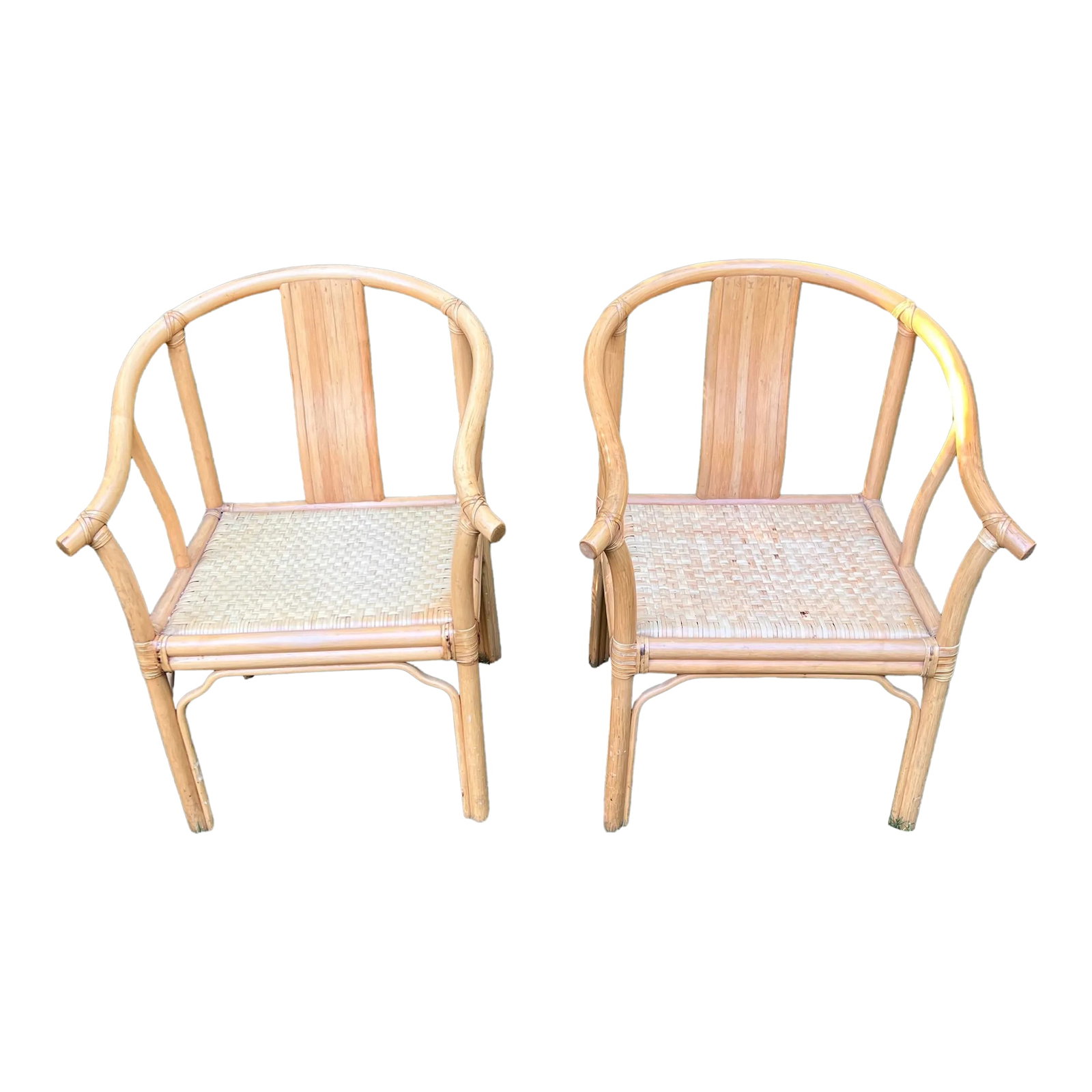 Asian Rattan Horseshoe-Back Armchairs, a Pair (1 of 13)