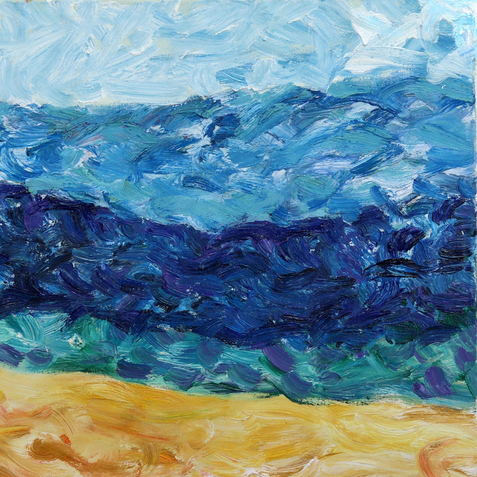 Large Textural Landscape Painting on Canvas "A Summer Feeling" Original Artwork by Katharina Husslei - 3
