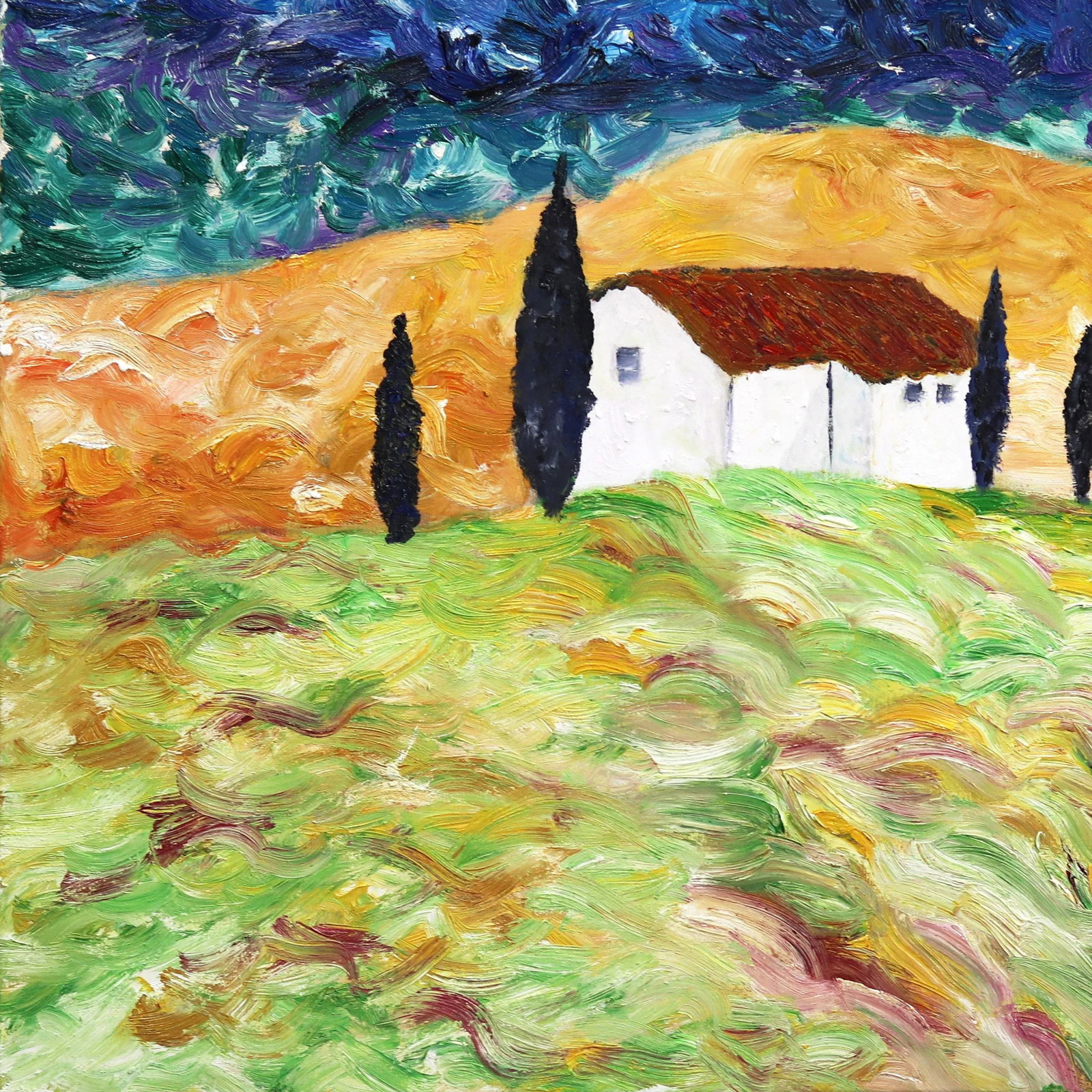 Large Textural Landscape Painting on Canvas "A Summer Feeling" Original Artwork by Katharina Husslei - 4