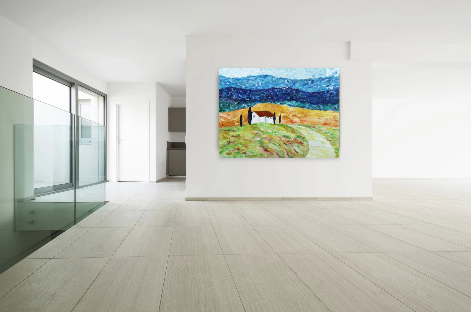 Large Textural Landscape Painting on Canvas "A Summer Feeling" Original Artwork by Katharina Husslei - 7