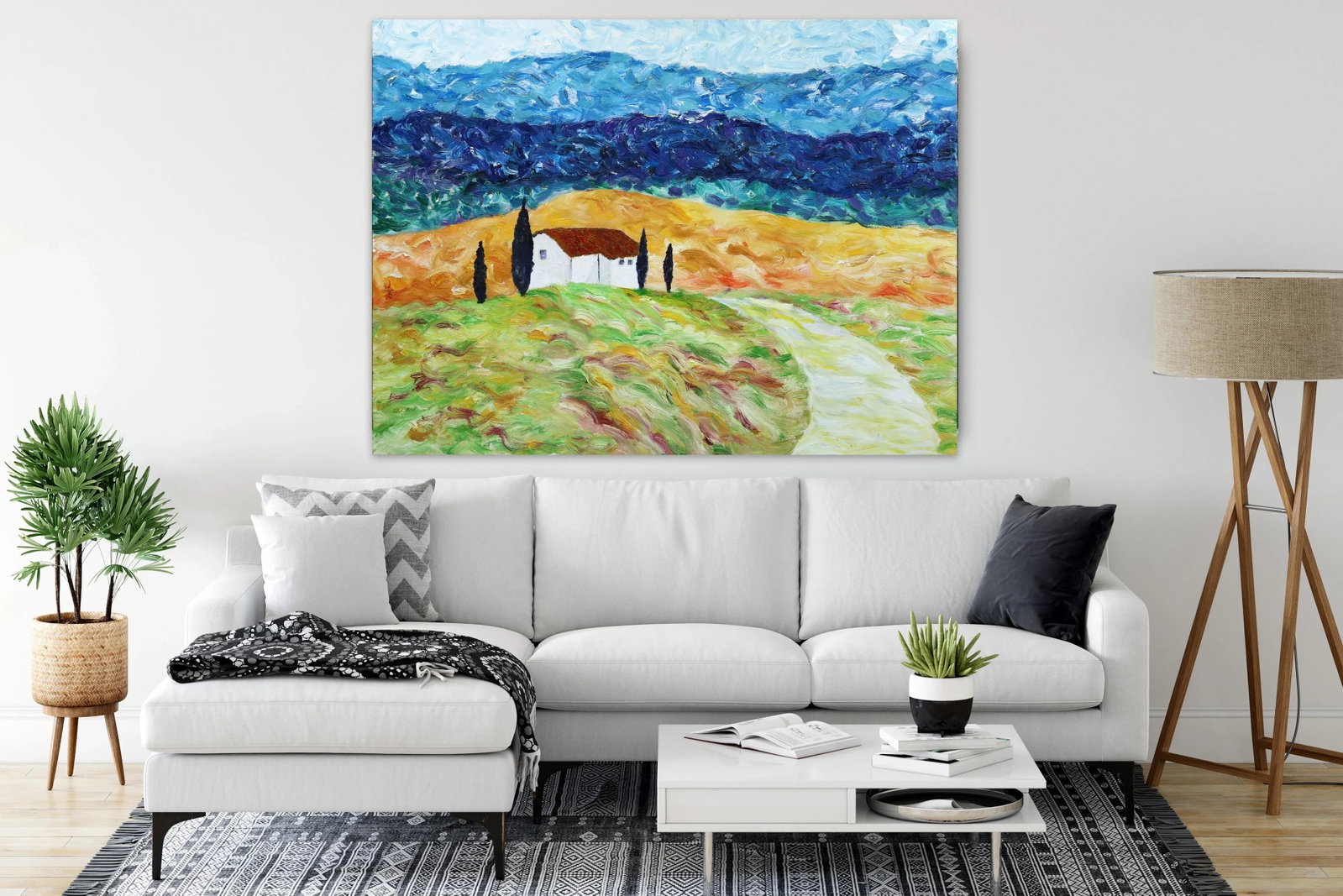 Large Textural Landscape Painting on Canvas "A Summer Feeling" Original Artwork by Katharina Husslei - 8