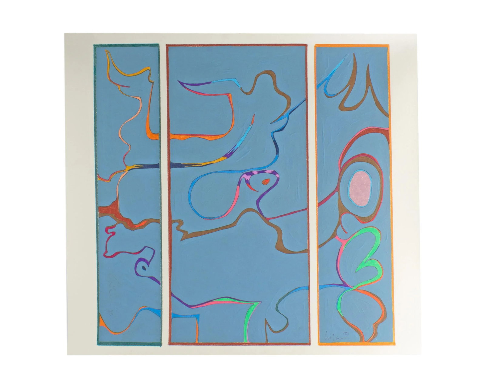 1981 Signed Abstract Mixed Media Painting by Harry Hilson - 8