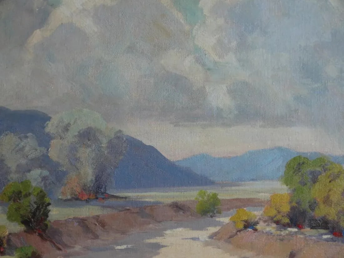 Mid 20th Century Harold Walsh - Desert Landscape - Oil on Board - 2