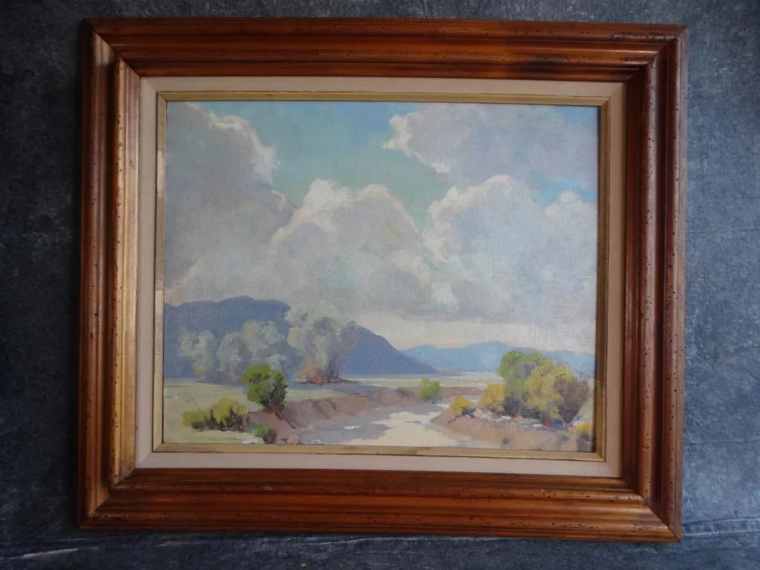 Mid 20th Century Harold Walsh - Desert Landscape - Oil on Board - 7