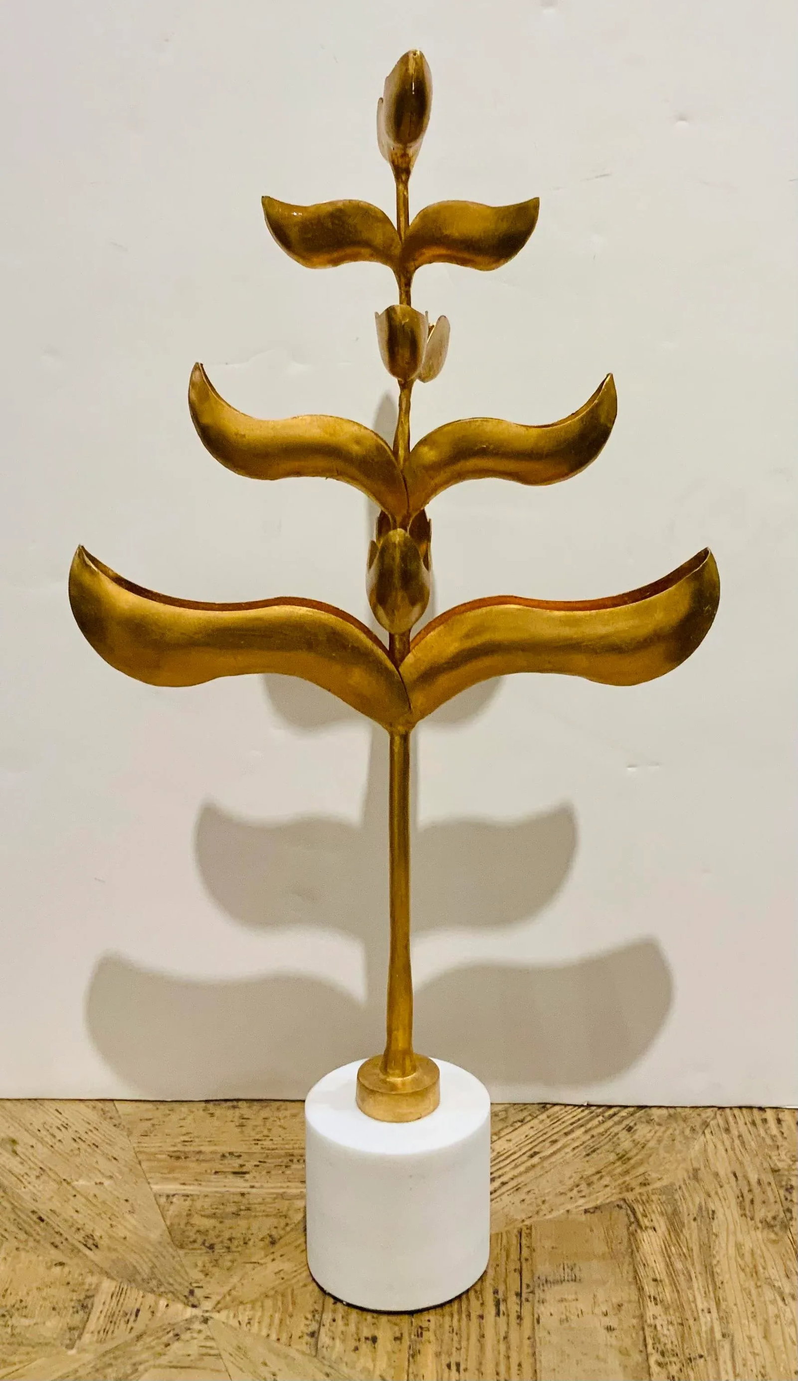 Global Views Modern Gold Leaf Finished Helicinia Sculpture - 5