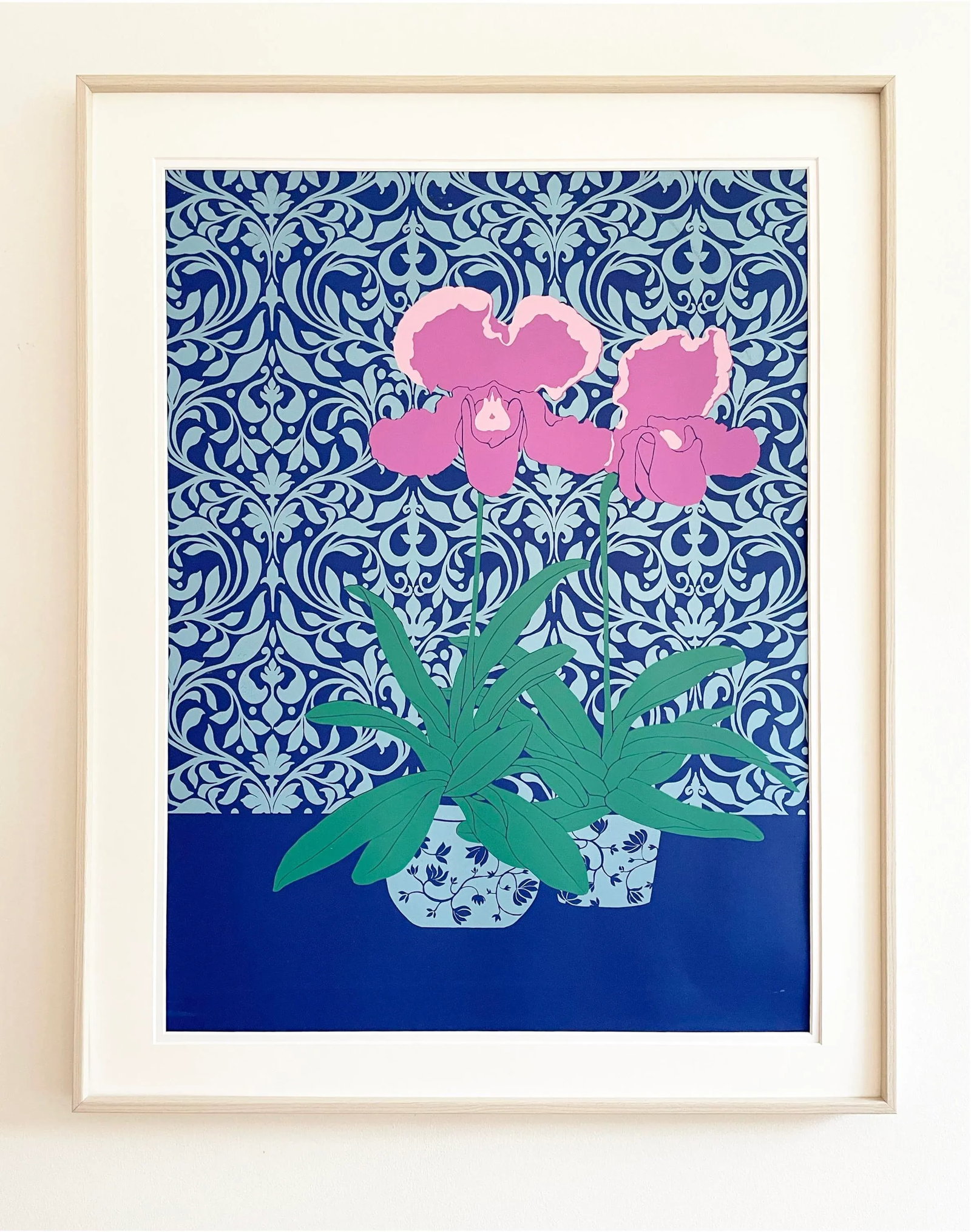 Pink Orchids Hand Silk-Screened Art Print - 2