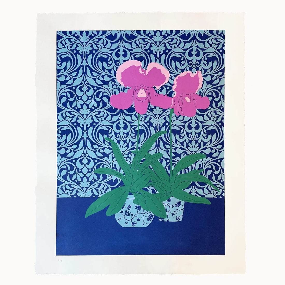 Pink Orchids Hand Silk-Screened Art Print - 5