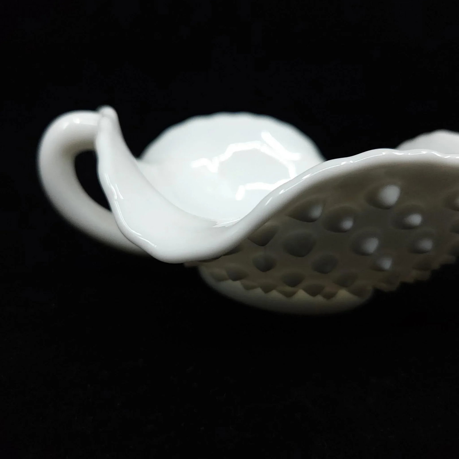 Mid 20th Century Fenton Hobnail Ruffled Edge Candy Dish Compote - 3
