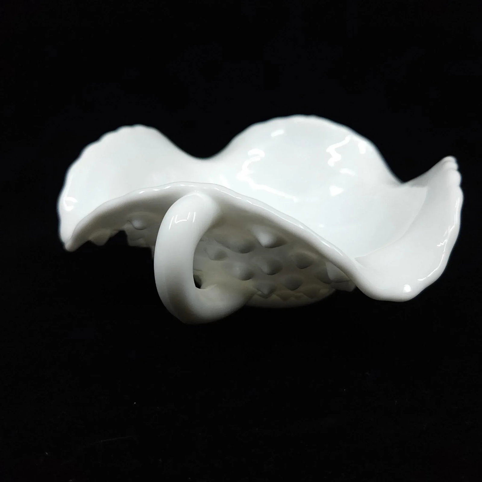 Mid 20th Century Fenton Hobnail Ruffled Edge Candy Dish Compote - 5