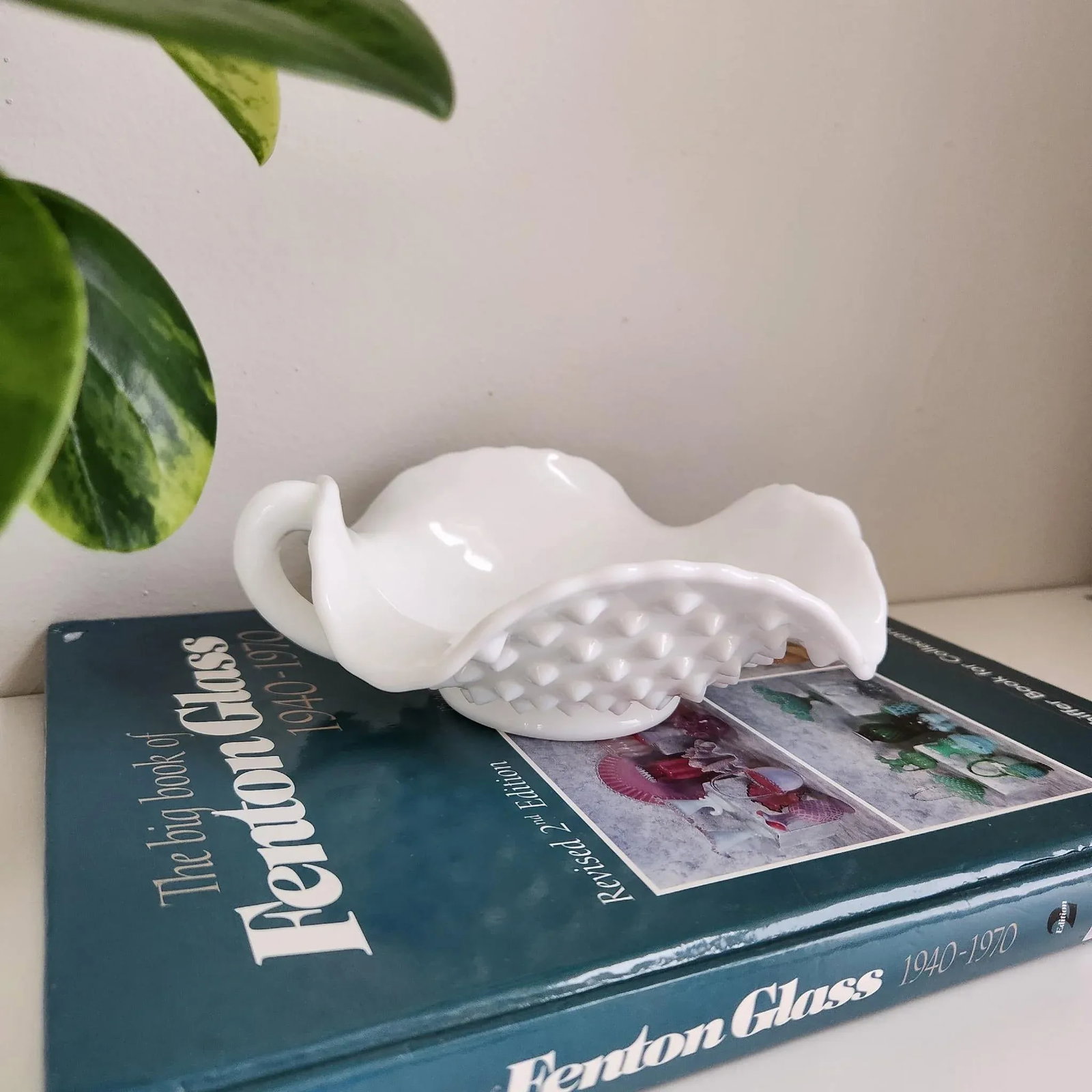 Mid 20th Century Fenton Hobnail Ruffled Edge Candy Dish Compote - 9