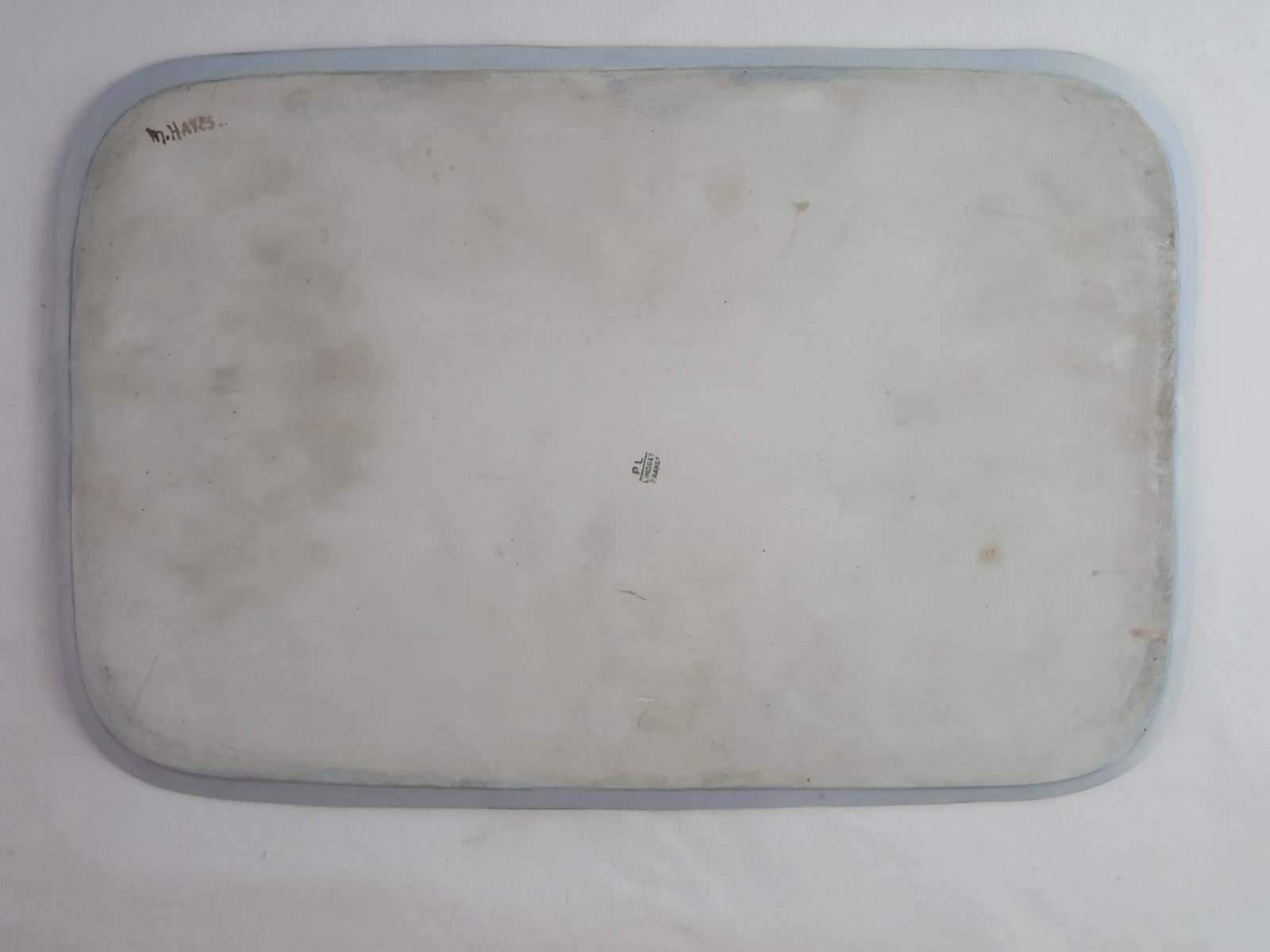 French Limoges Blue Floral Monogrammed Tray - 4