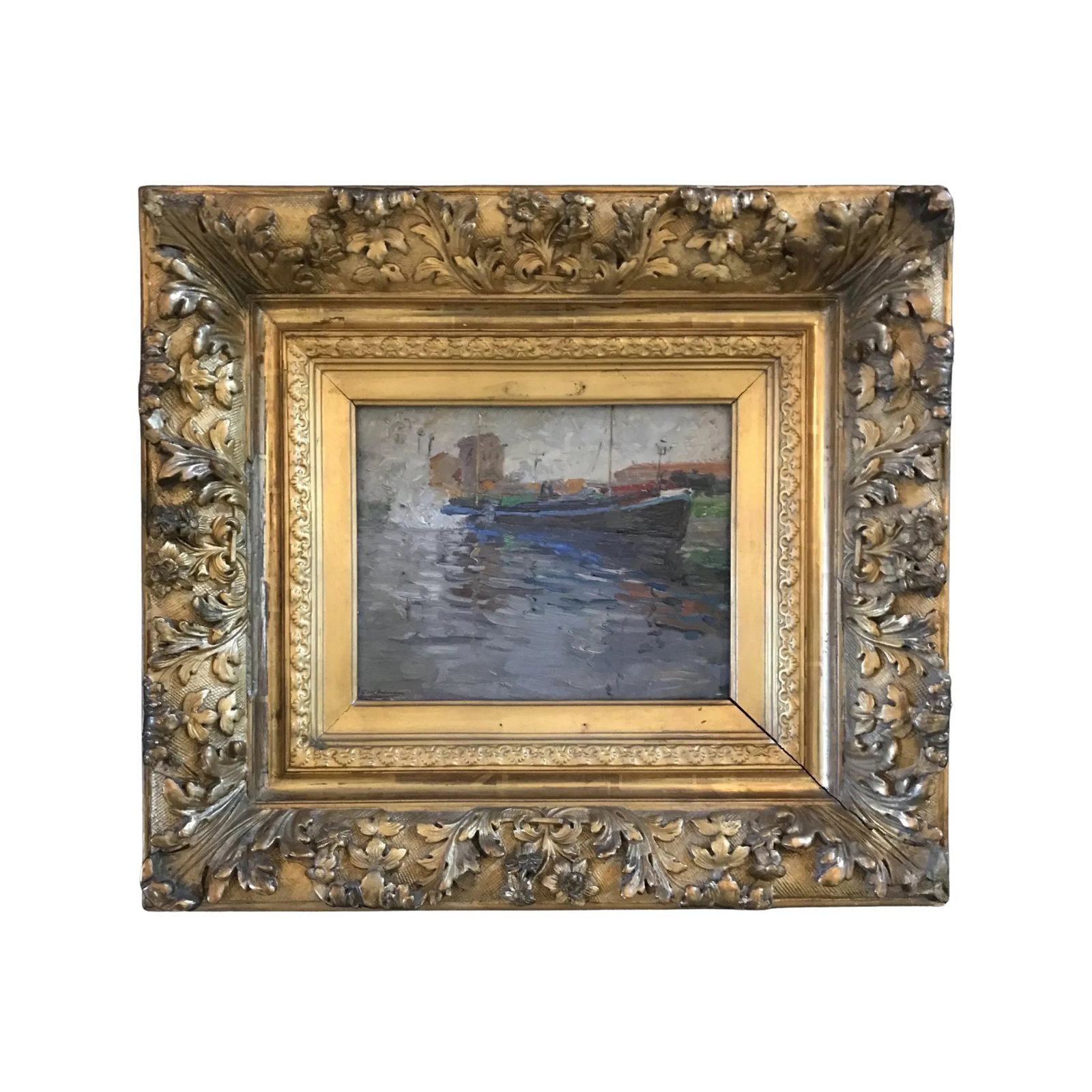 1920s French Nautical Impressionist Oil Painting by E. Godfrinon, Framed - 9