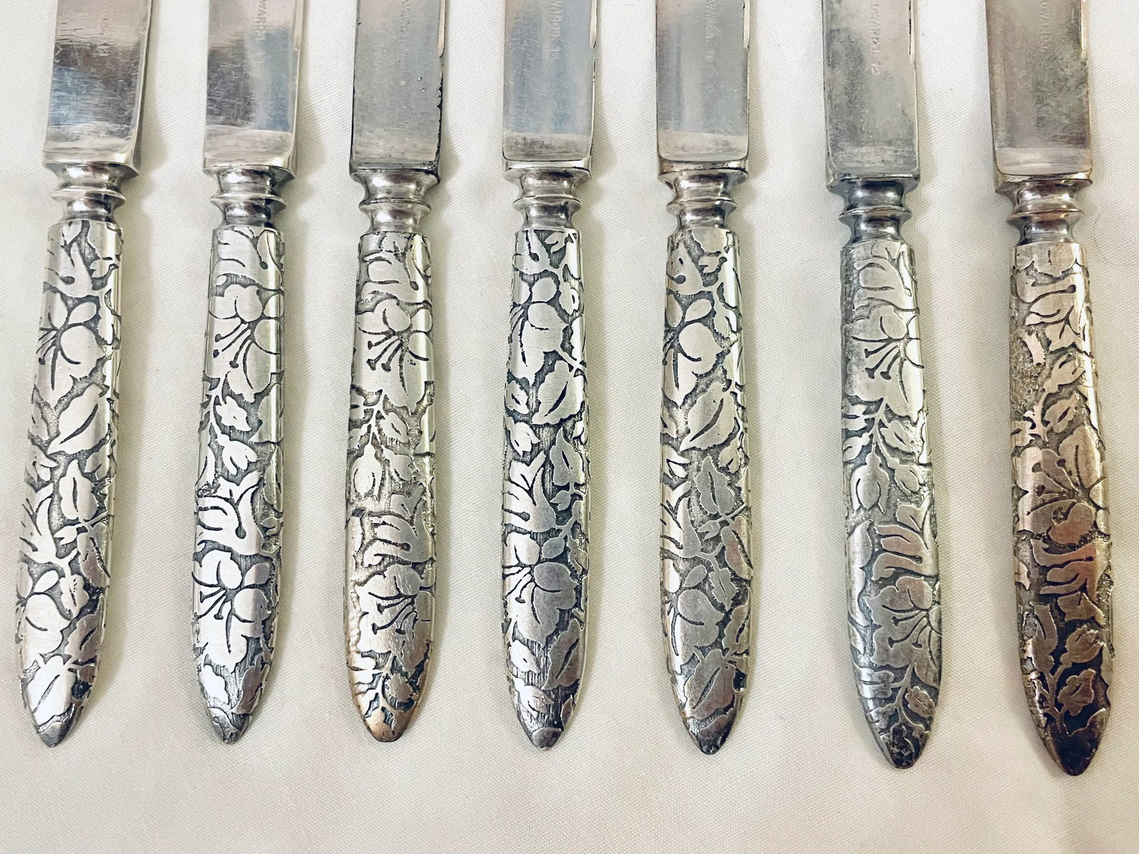 Antique Silverplate Fruit Knives, Set of 7 - 3