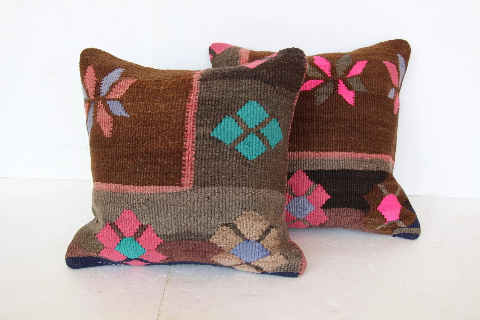 Turkish Kilim Cushions - a Pair - 2
