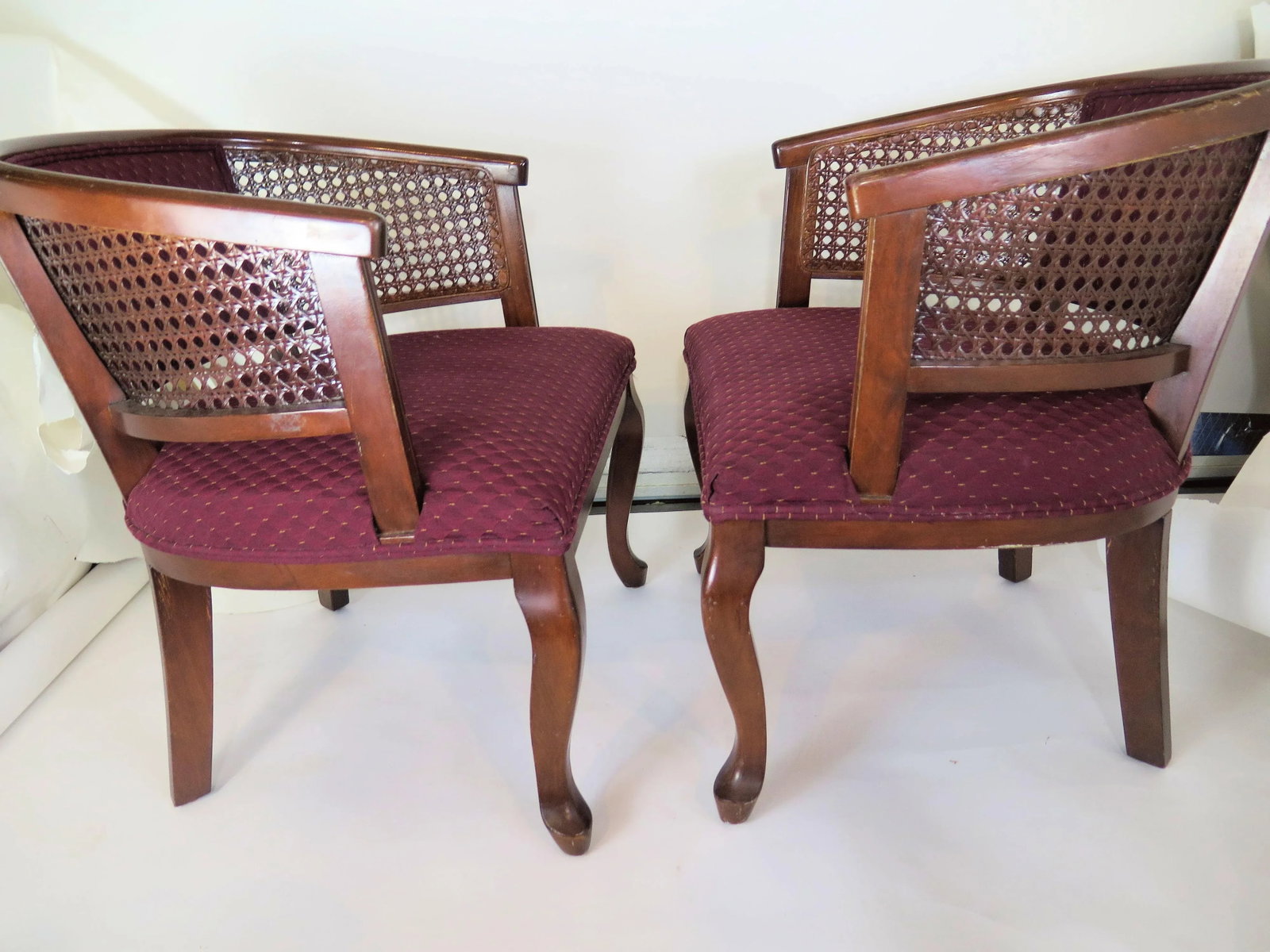 Vintage Barrel Cane and Ash Wood Chairs- a Pair - 2