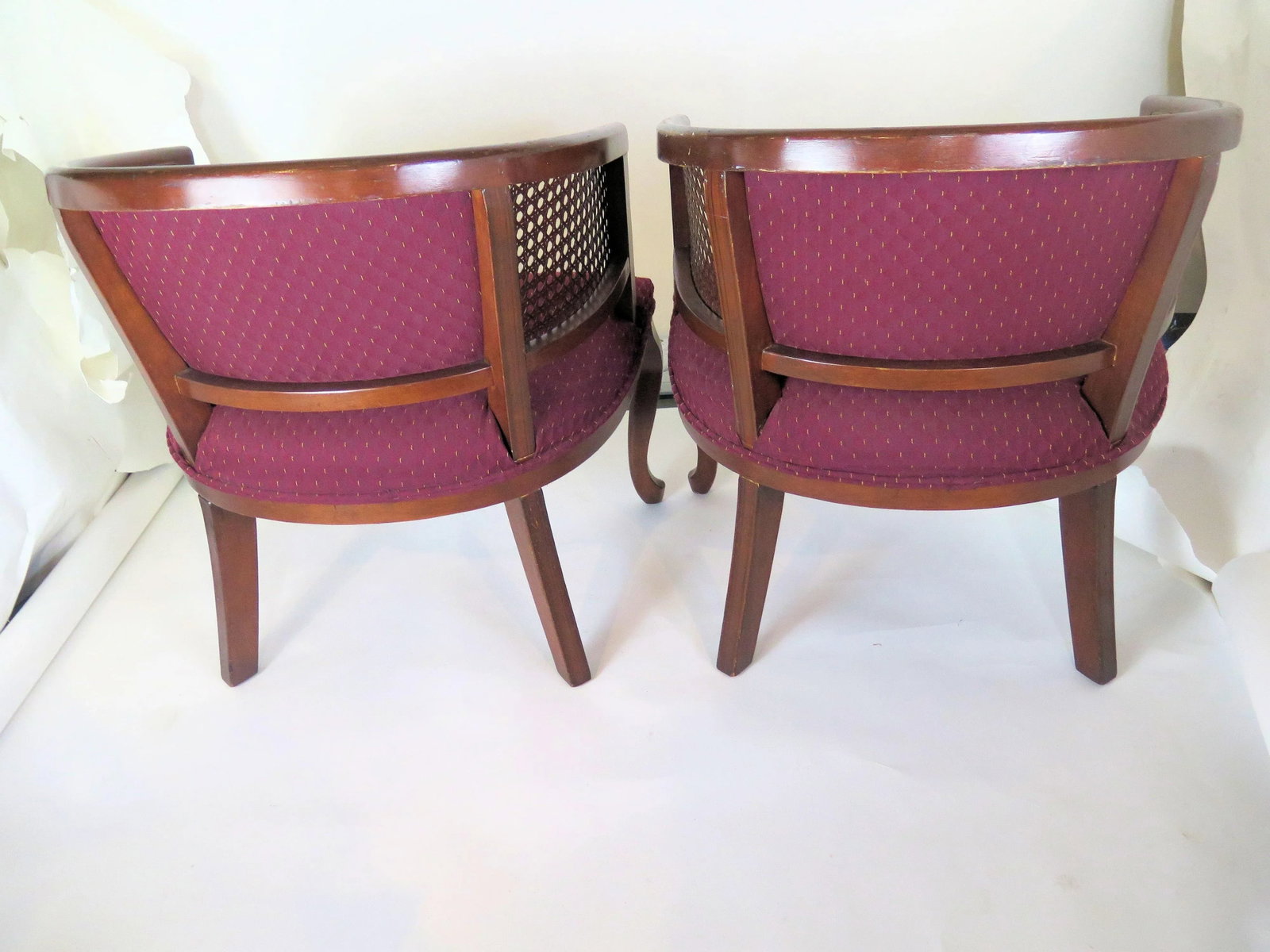 Vintage Barrel Cane and Ash Wood Chairs- a Pair - 3