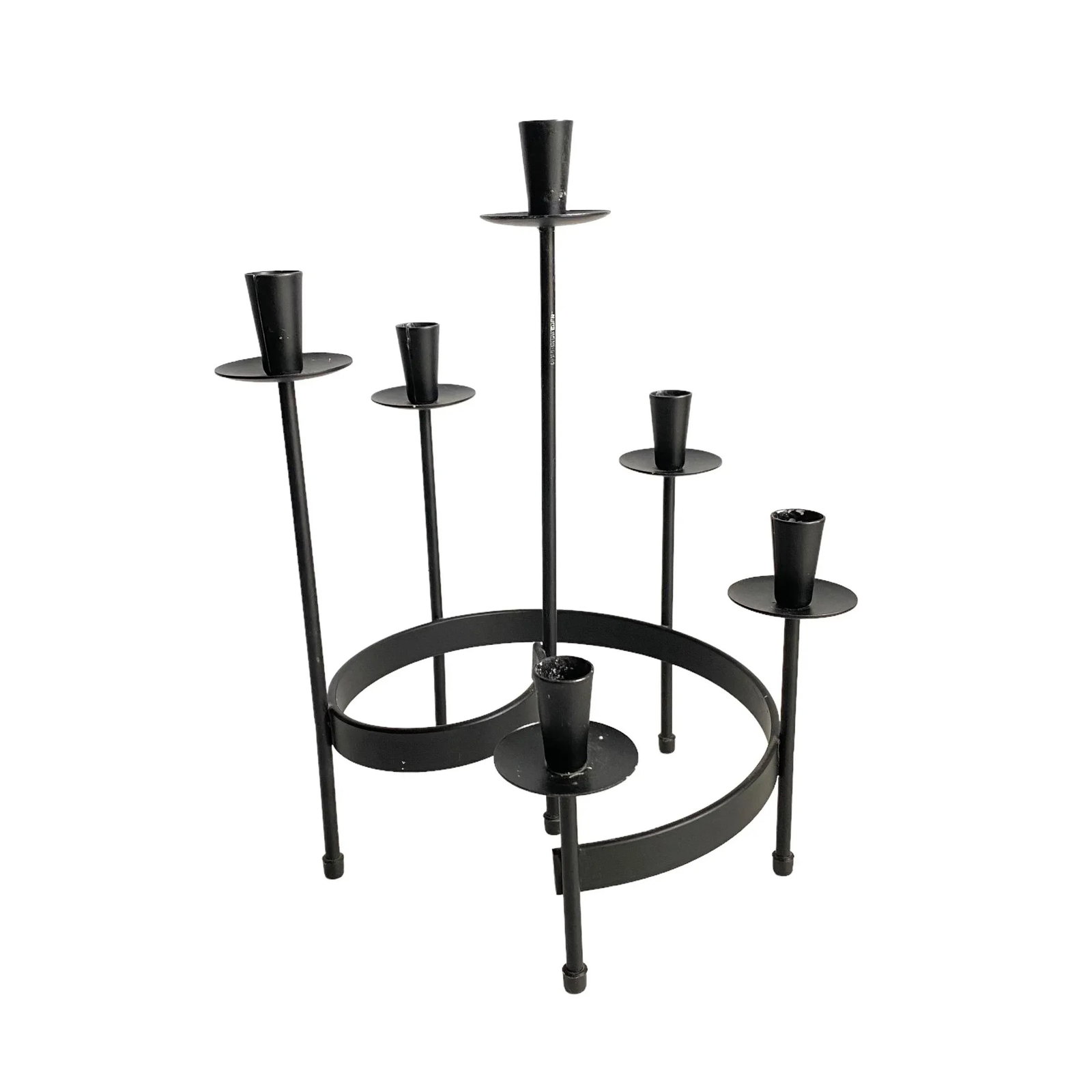 Mid Century Style Black Metal Candlestick Holder Candelabra - 9