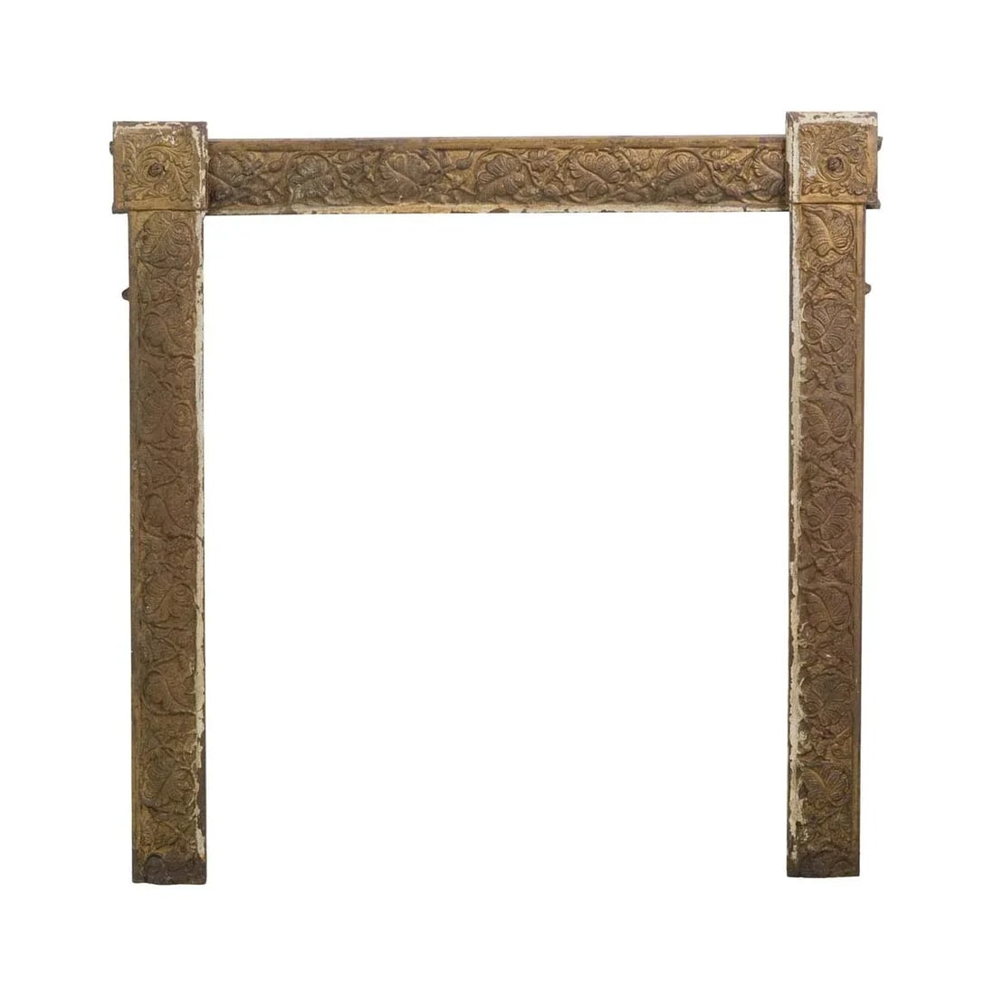 Antique Cast Iron Fireplace Frame Insert With Foliage Details - 10