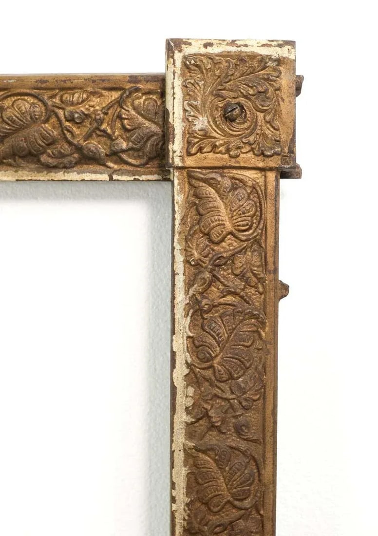 Antique Cast Iron Fireplace Frame Insert With Foliage Details - 2