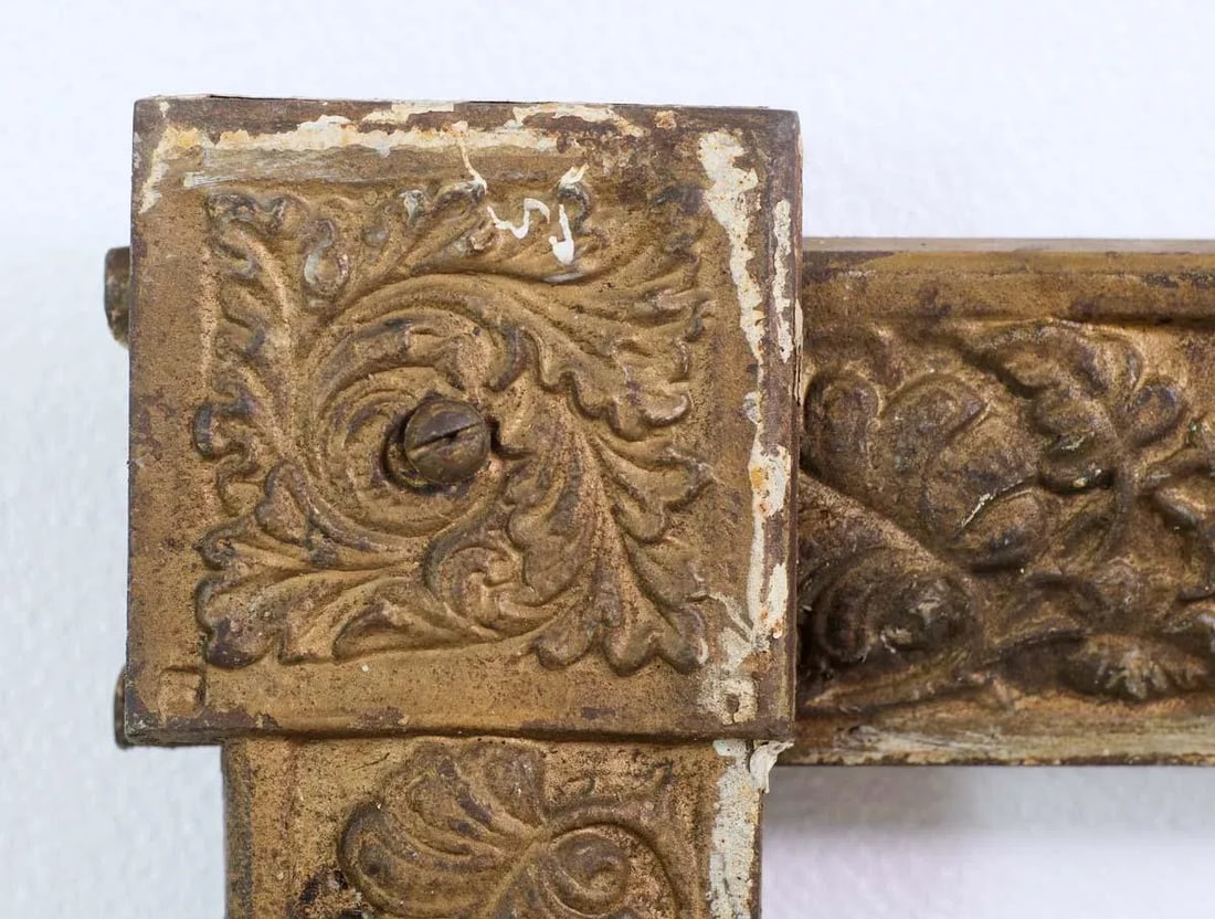 Antique Cast Iron Fireplace Frame Insert With Foliage Details - 4