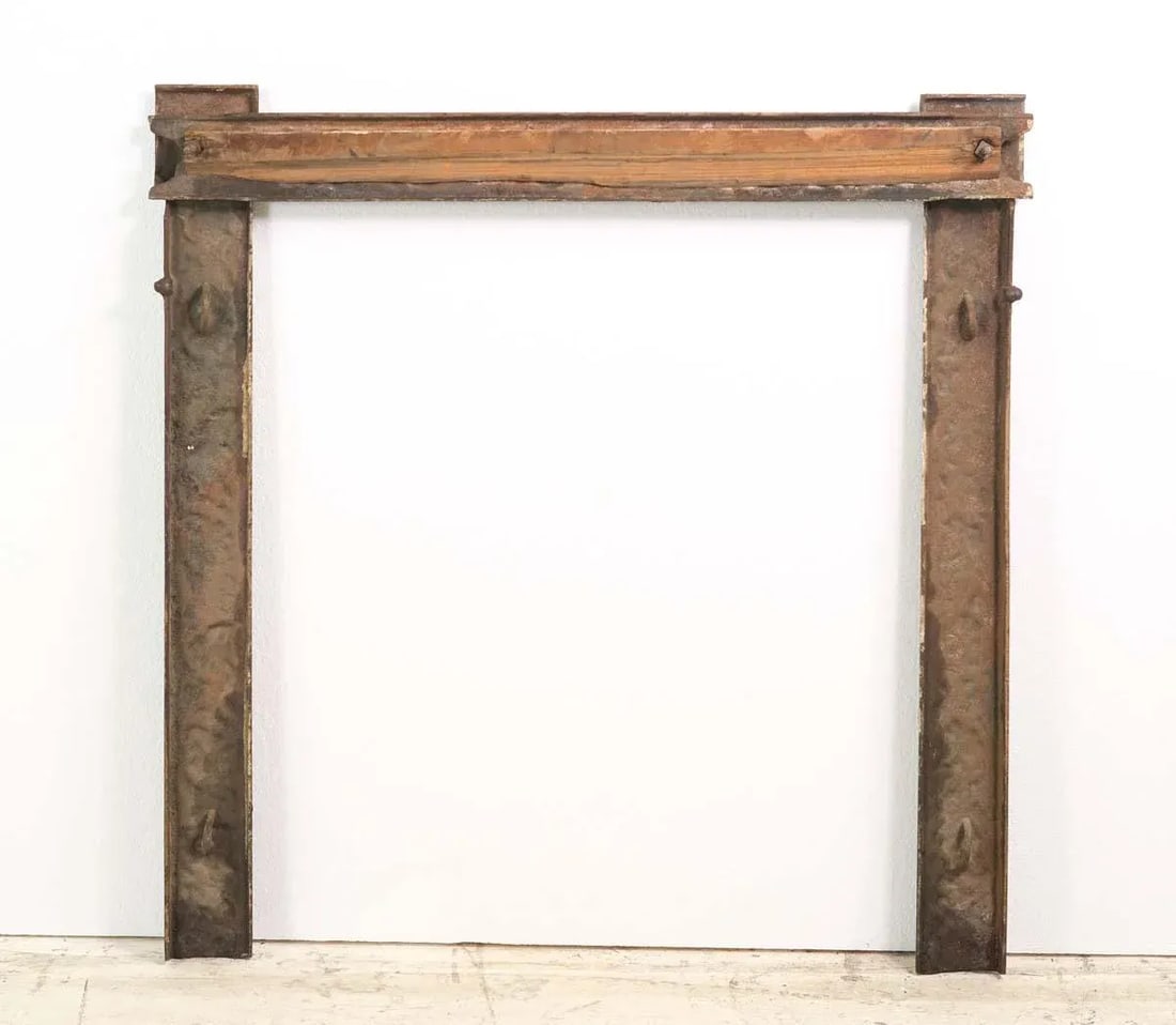 Antique Cast Iron Fireplace Frame Insert With Foliage Details - 6
