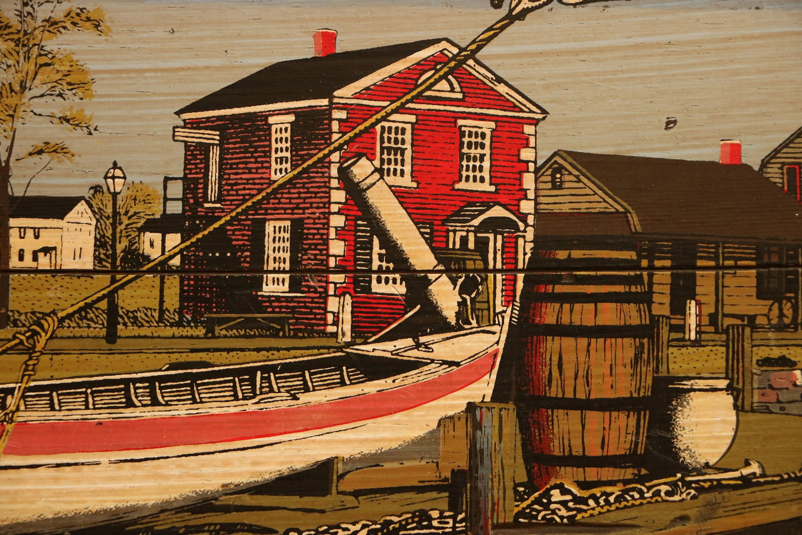 New England Harbor Scene Wood Panel Screen Print - 5