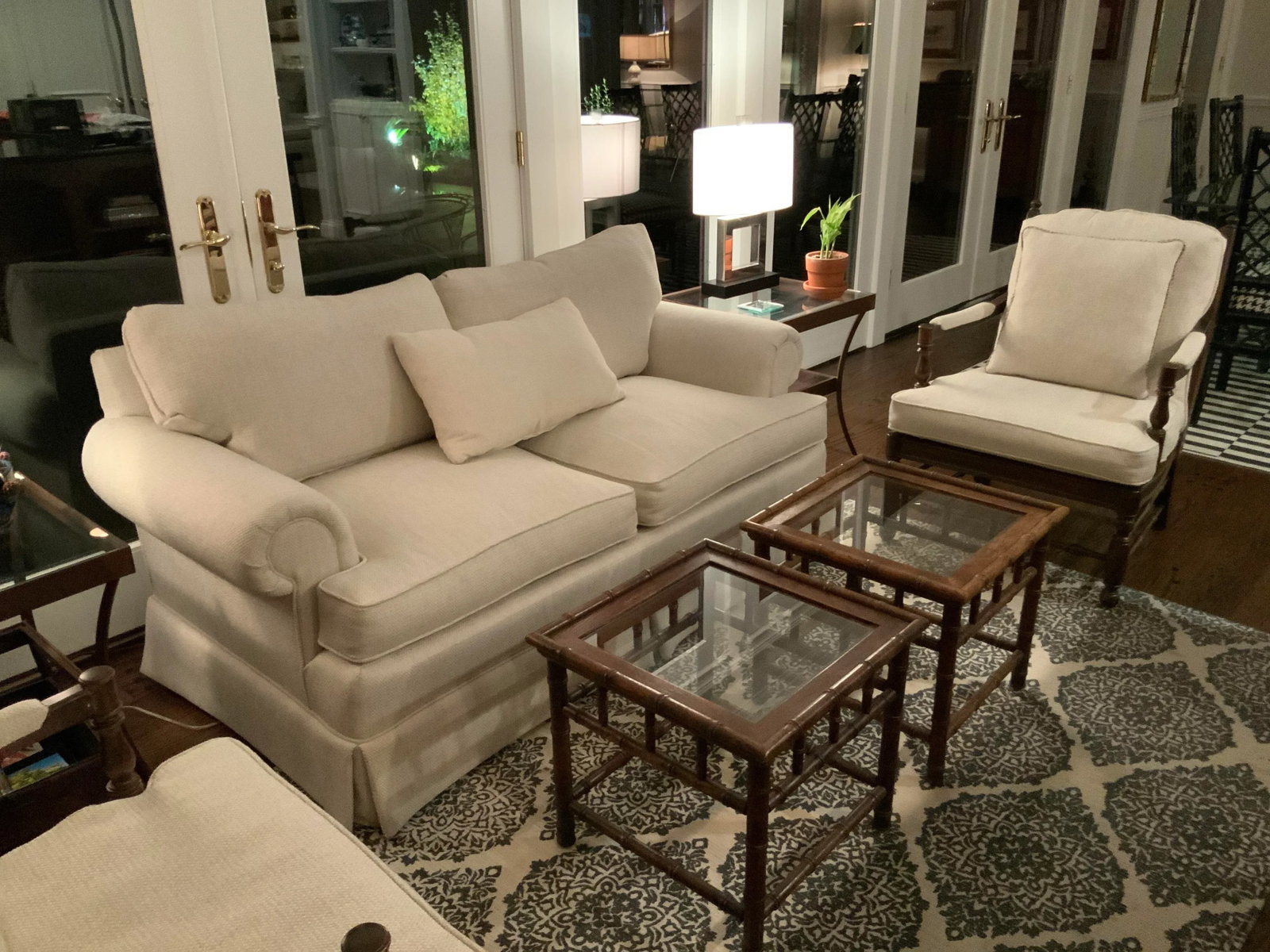 1970s Faux Bamboo Wood and Glass End Tables - a Pair - 10