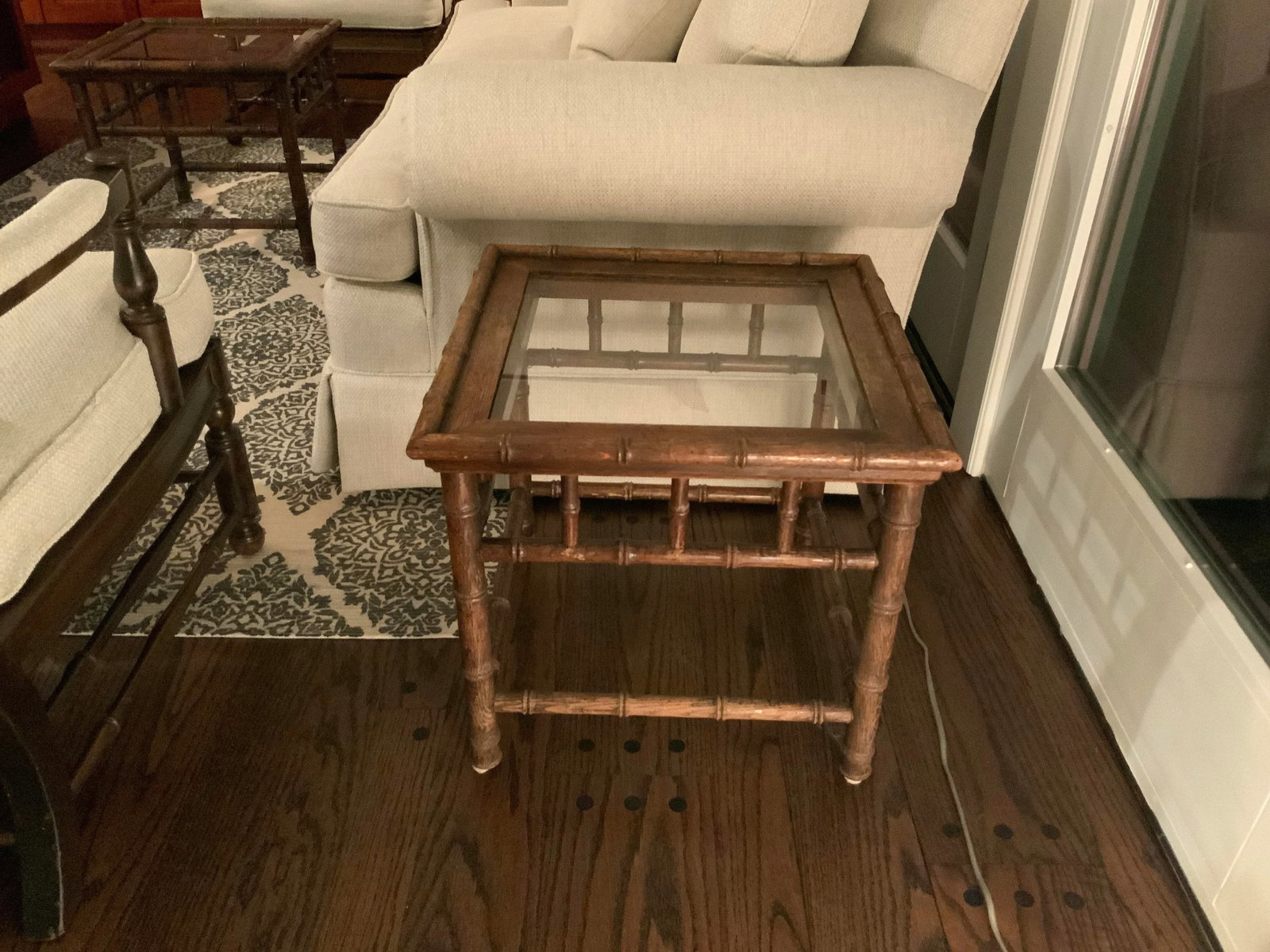1970s Faux Bamboo Wood and Glass End Tables - a Pair - 11