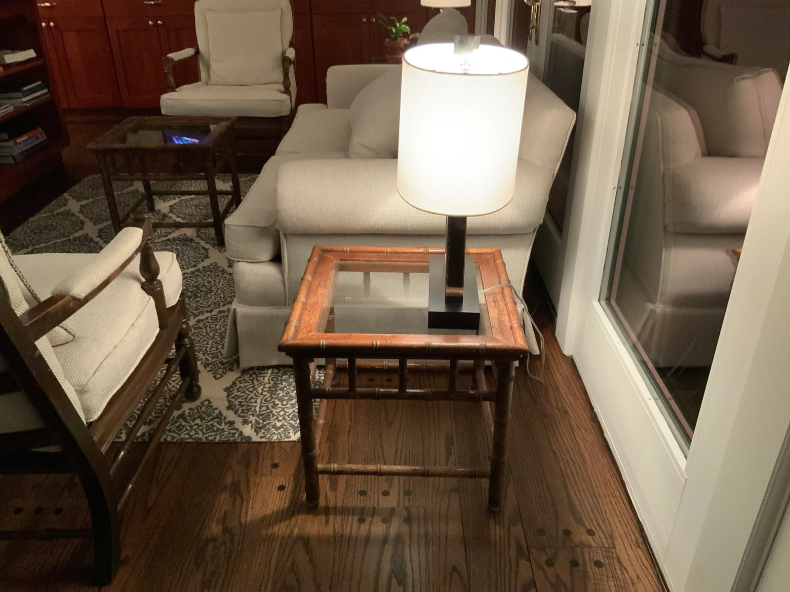 1970s Faux Bamboo Wood and Glass End Tables - a Pair - 12
