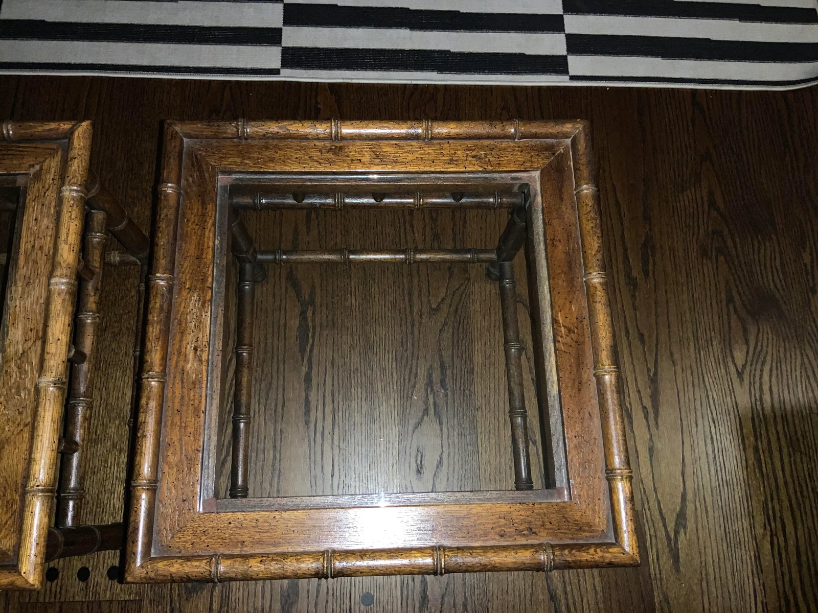 1970s Faux Bamboo Wood and Glass End Tables - a Pair - 5