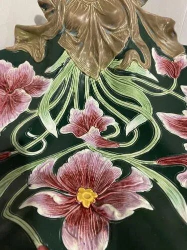 Antique Art Nouveau Majolica Bowl - 7