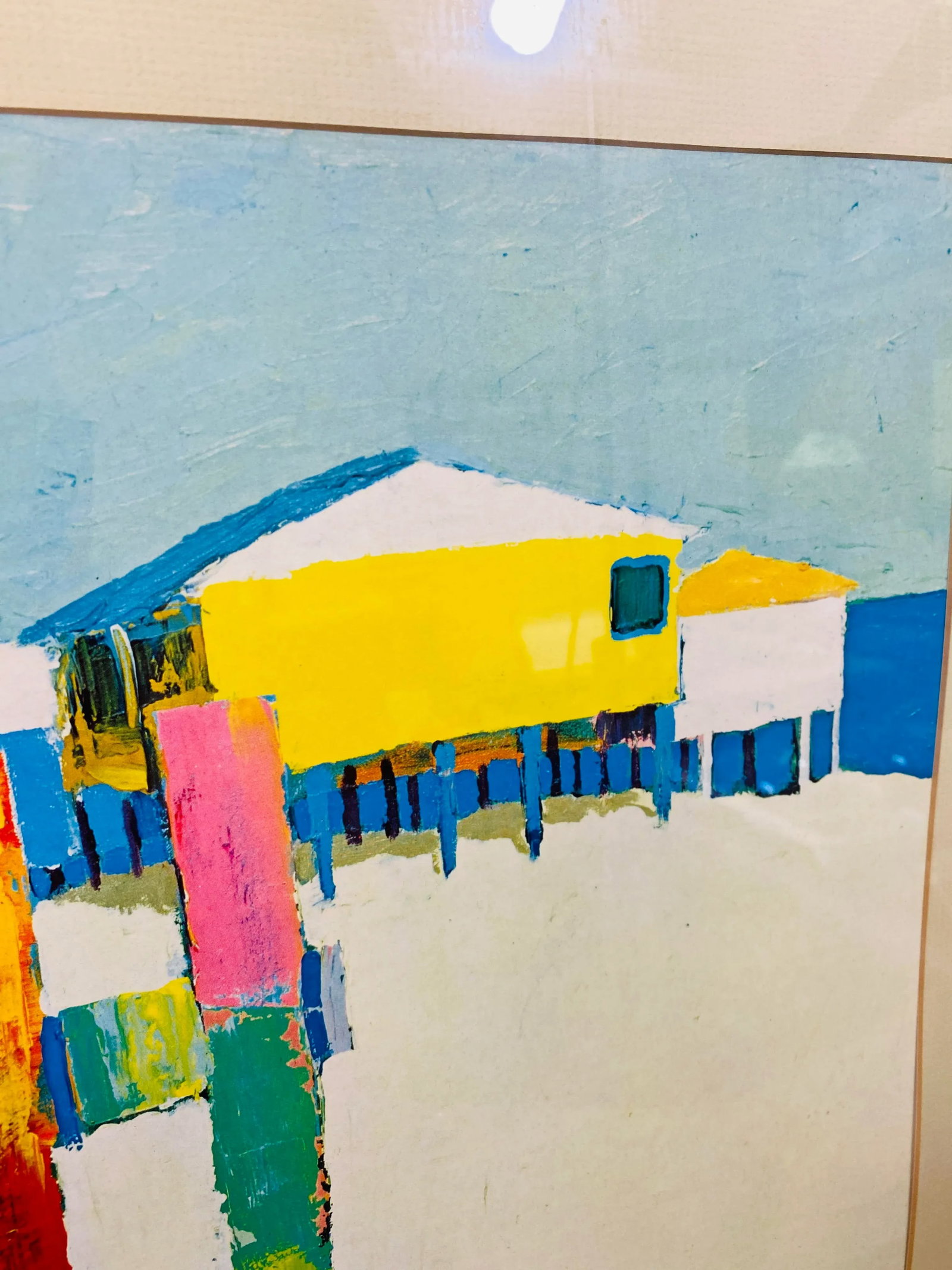 1977 Dan Poole Offset Lithograph Rainbow Beach With Wood Frame Under Glass - 3
