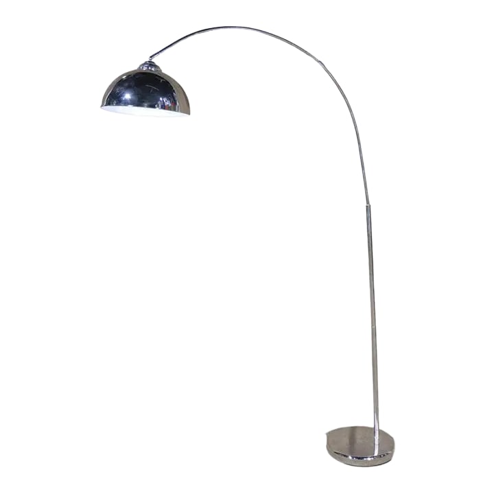 Mid-Century Italian Arch Lamp: Long arch lamp in polished chrome. Mid-Century Modern Italian floor lamp for home or office. Please confirm location. SKU: SS17-102522 Condition: Alterations: Original Condition Unaltered