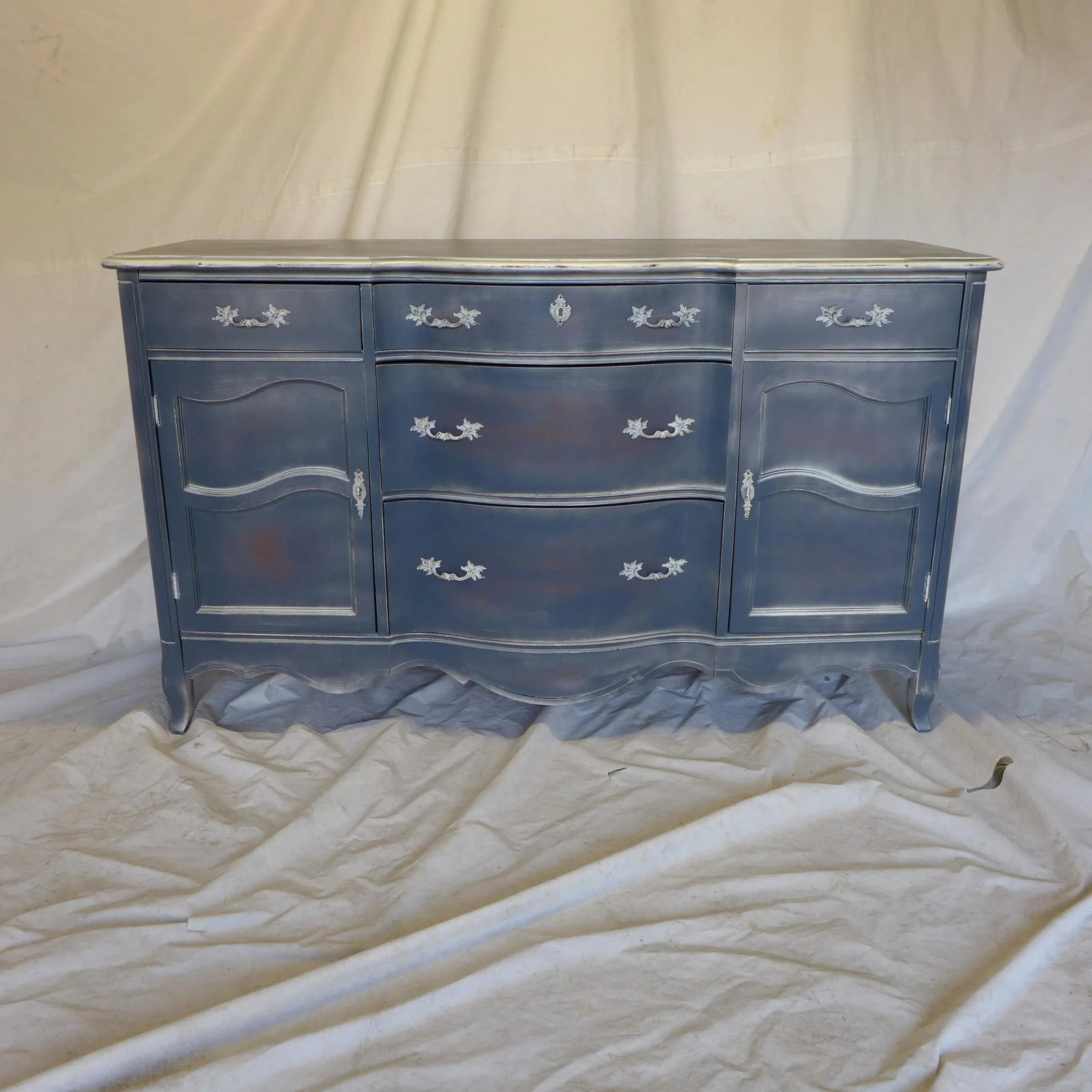 French Style Gray Blue Distressed Server/Sideboard - 2