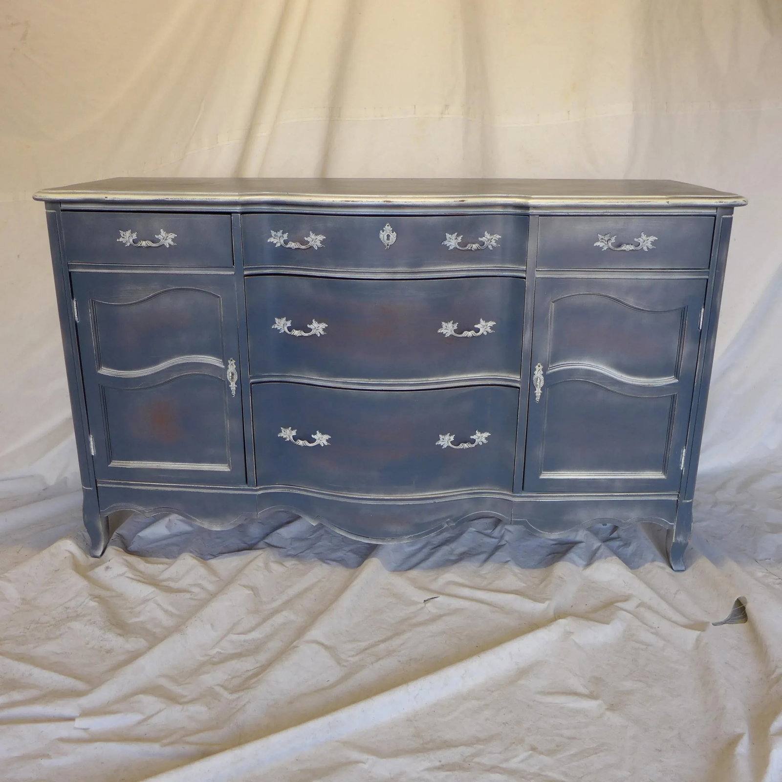 French Style Gray Blue Distressed Server/Sideboard - 3